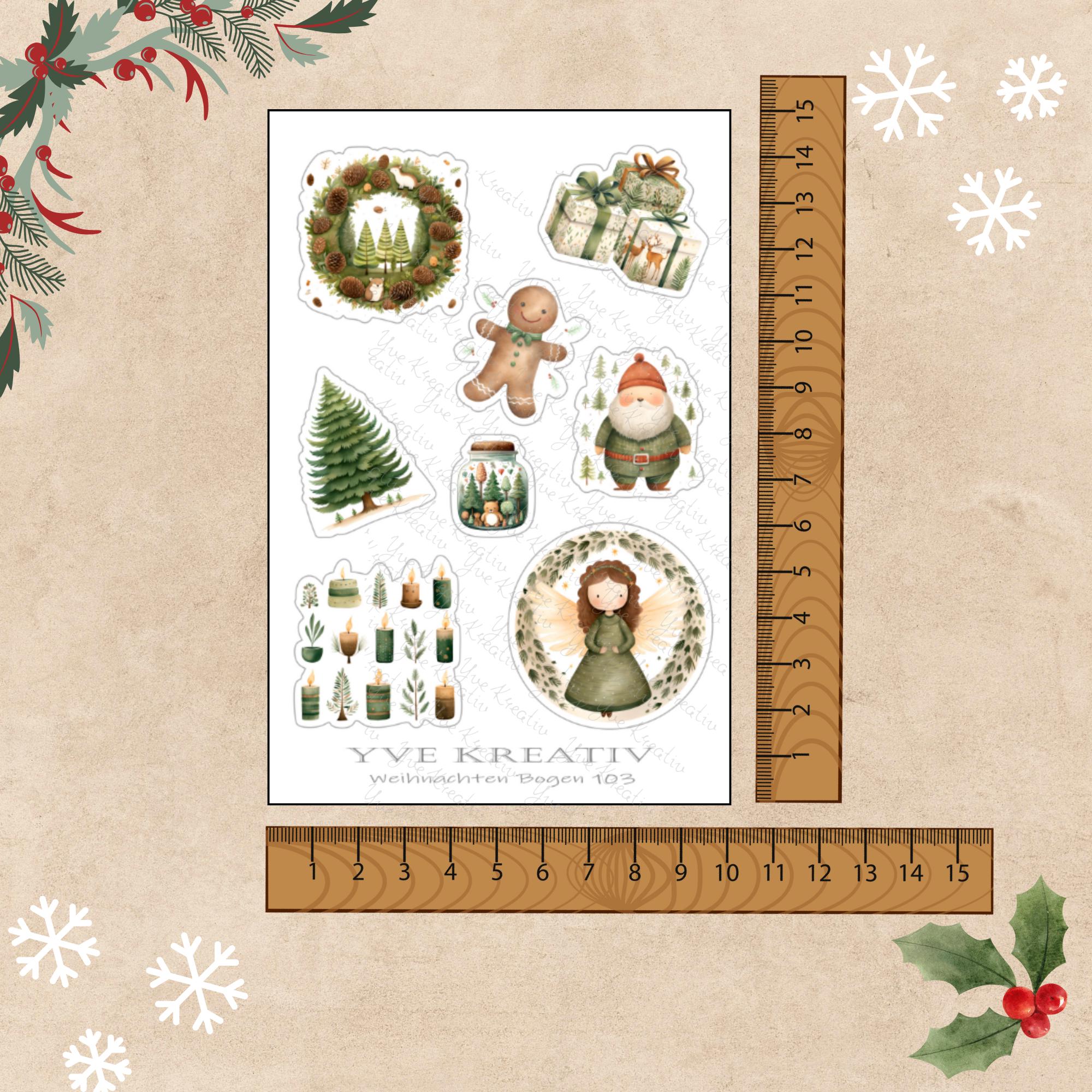 Aufkleber Weihnachtssticker Bogen | Sticker Set - 3 Stickerbogen zur Auswahl in Weiß - Transparent - Matt - Glanz  #SBA6