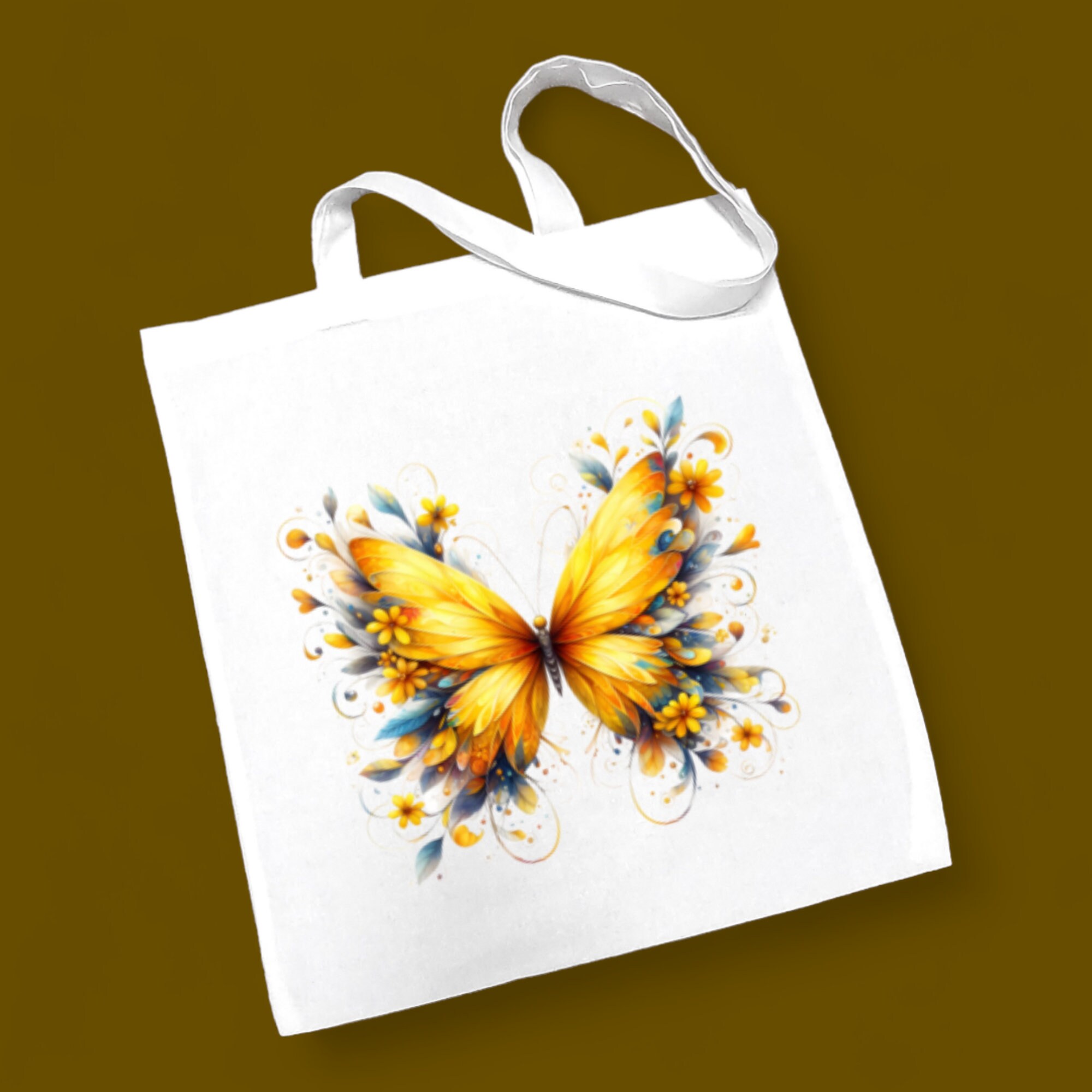 Stofftasche, Stoffbeutel, Einkaufstasche, Tasche, Geschenk zum Muttertag, Geburtstag, in Weiß oder Beige "Schmetterling"