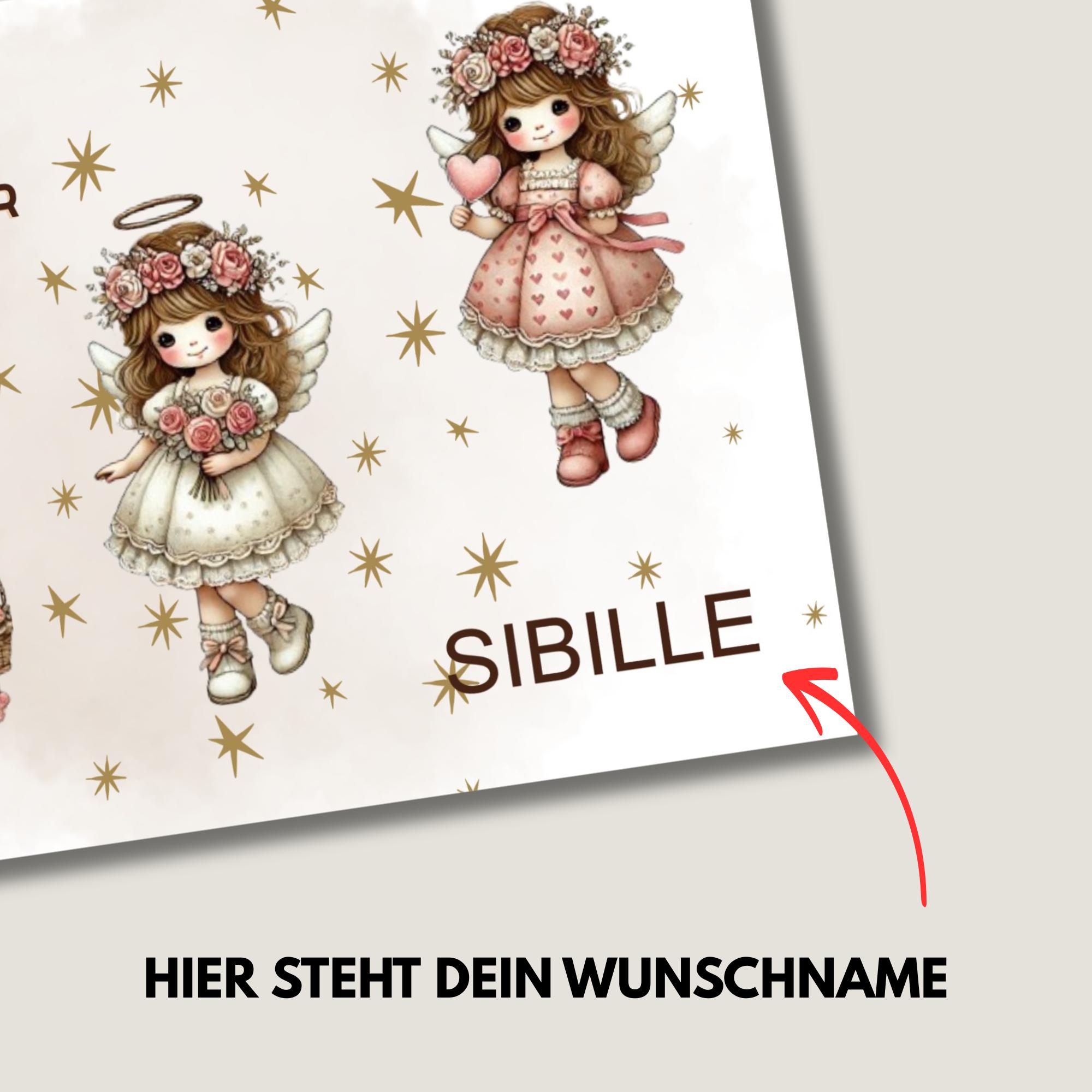 Postkarte mit Namen personalisiert Grußkarte Karte zum Geburtstag Gutschein Engel #PLS Postkarte mit Namen personalisiert Grußkarte Karte zum Geburtstag Gutschein Engel #PLS