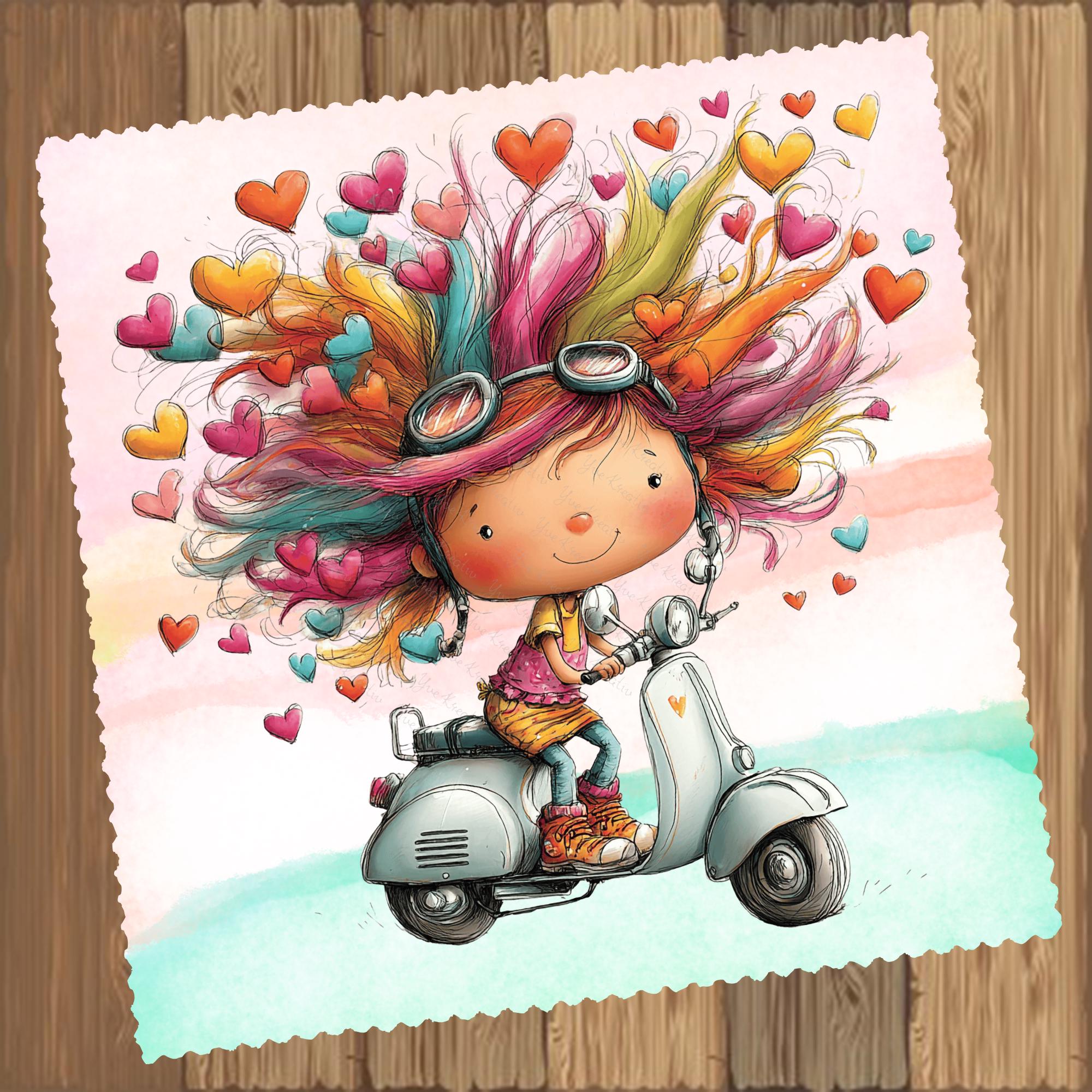 Brillenputztuch Mädchen Motorroller bedrucktes Mikrofasertuch für Brille Sonnenbrille Displays Handyputztuch Brillentuch Mikrofaser #AL88