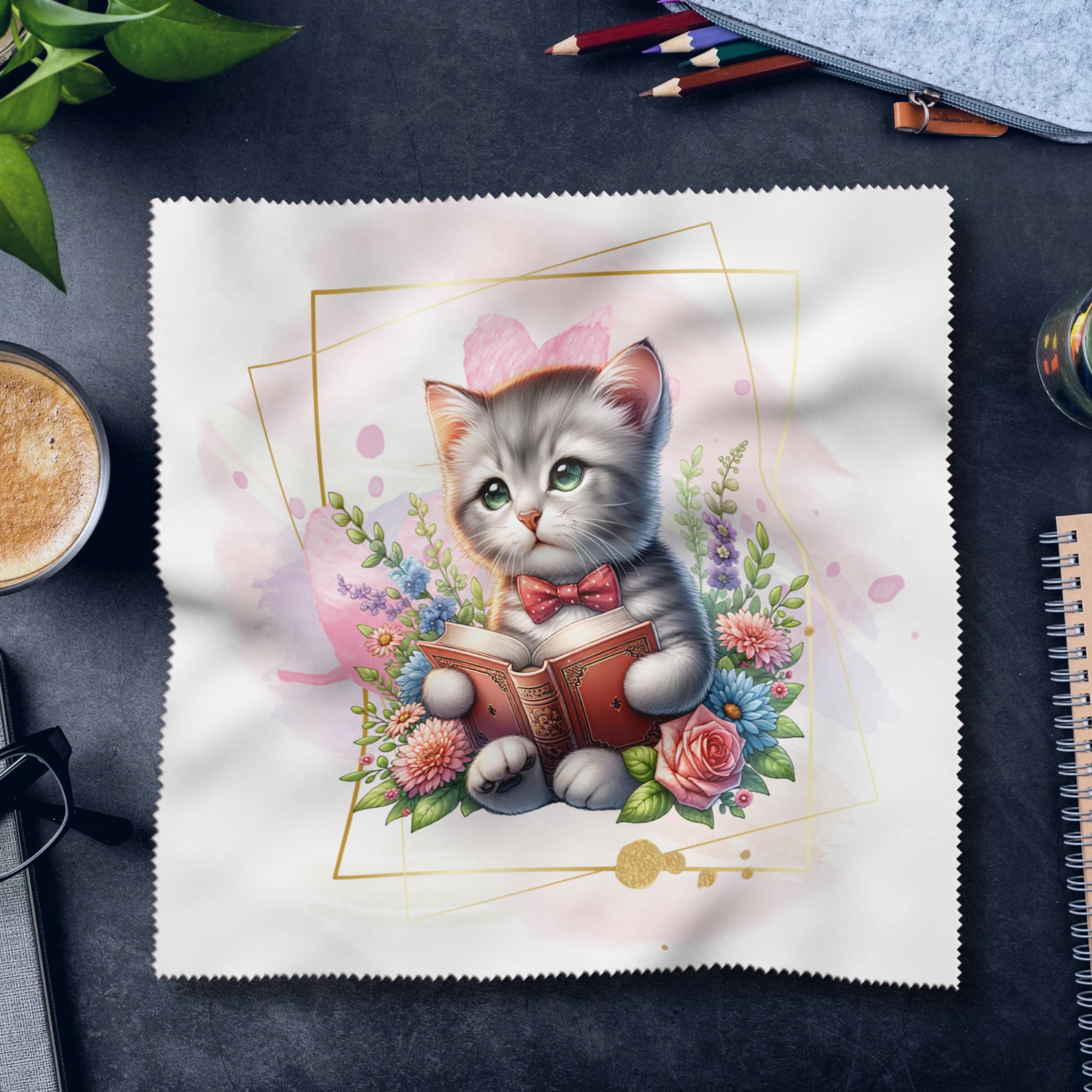 Brillenputztuch bedrucktes Mikrofasertuch für Brillen Kameratuch Brillentuch für Displays Objektive Geschenk Geburtstag Katze #TI130