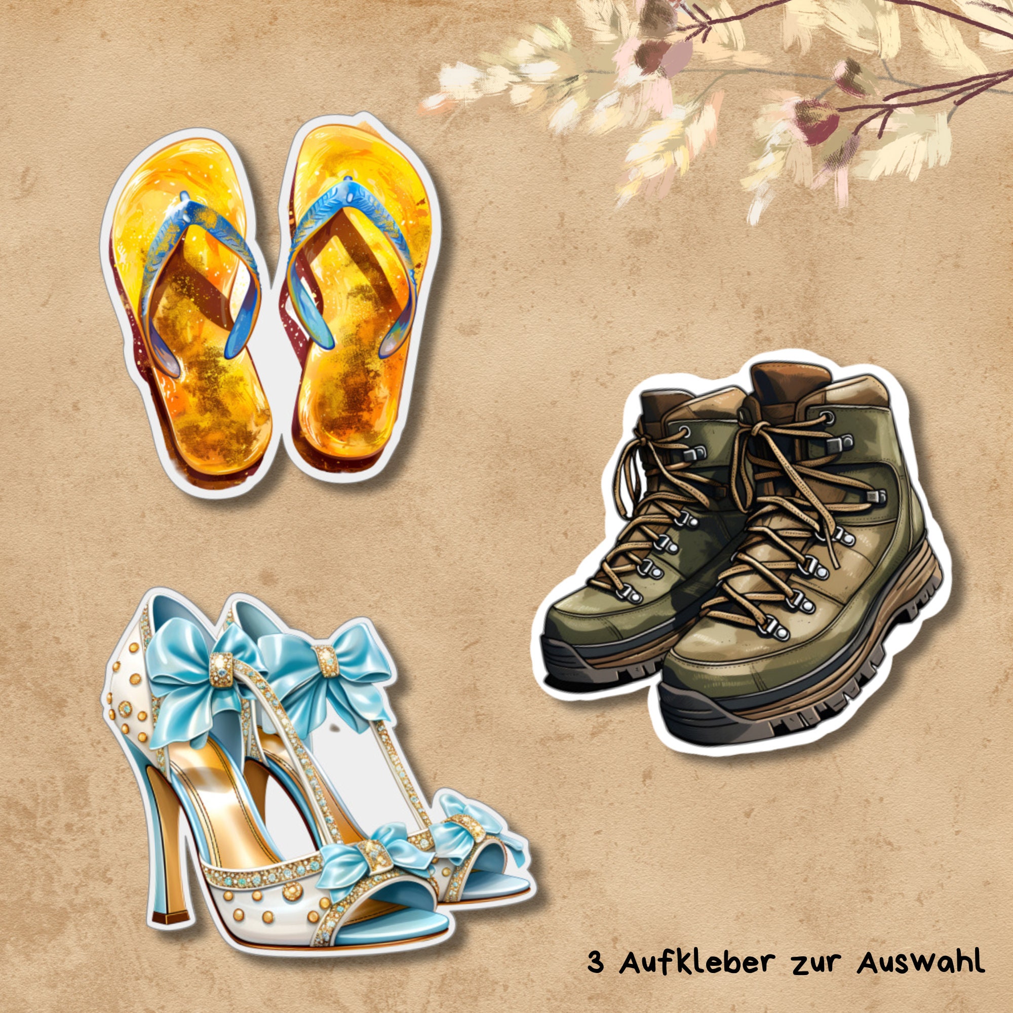 Kofferaufkleber, Großer Aufkleber Schuhe, Reiseaufkleber, Sticker, großer Koffersticker in Weiß oder Transparent  #SEG8