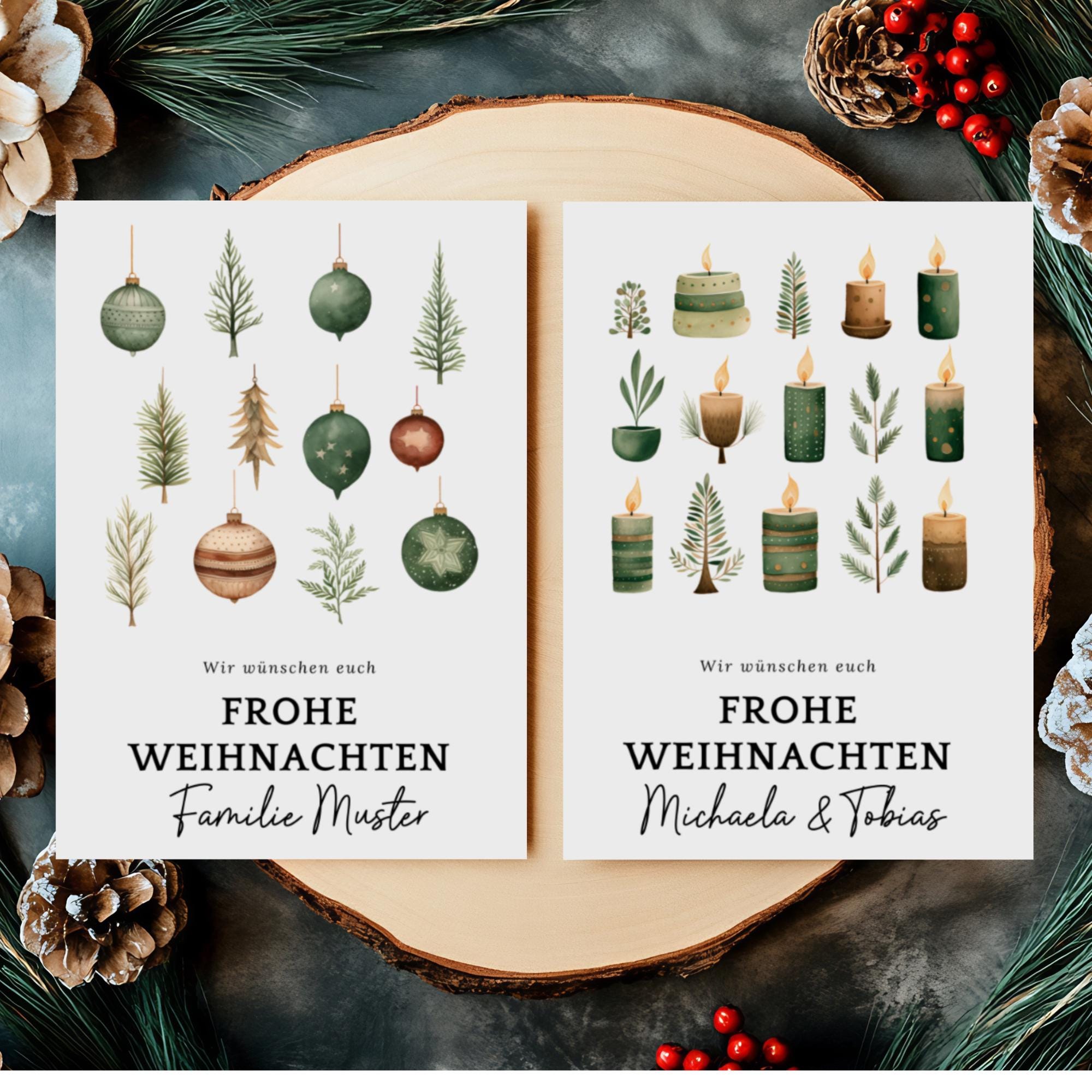 Weihnachtskarte personalisierbar, 2 Kartenmotive zur Auswahl, Postkarte, Geschenkkarte, Weihnachtsgruß, Grußkarte Weihnachten  #PLS
