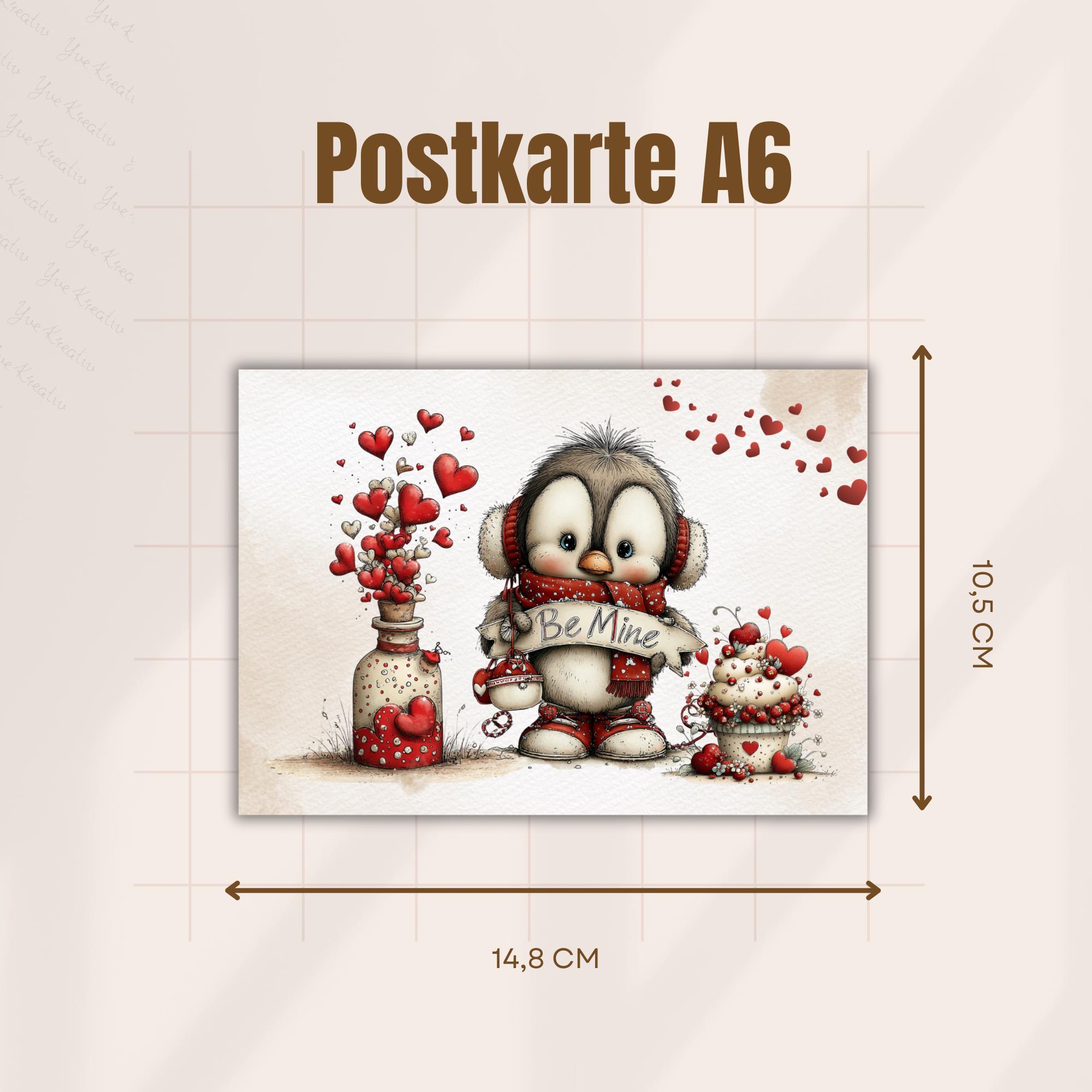 Postkarte zum Valentinstag Grußkarte für Verliebte Liebesgruß Be Mine Verlobungskarte Liebesbrief #PHL19