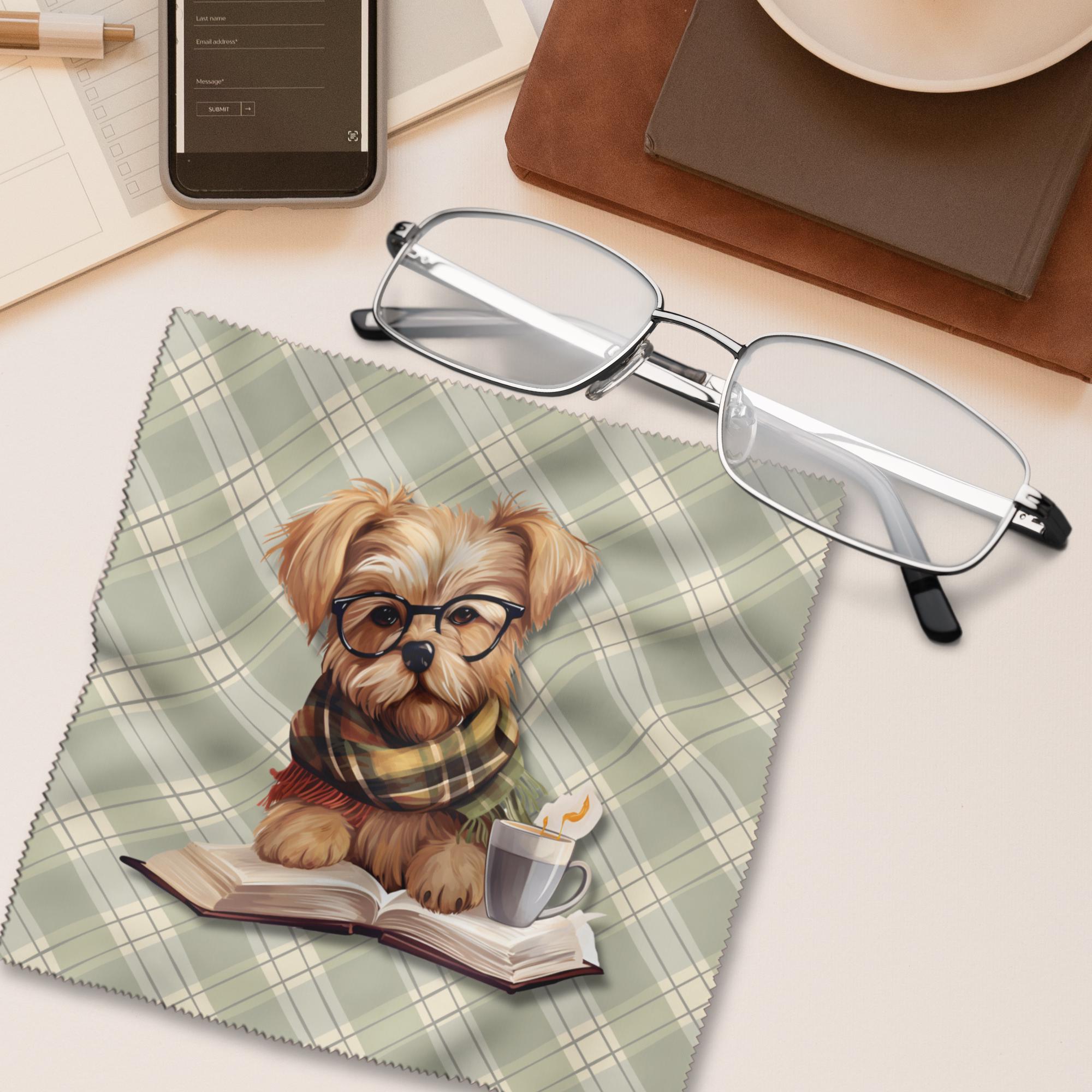 Brillenputztuch Lese Hund bedrucktes Mikrofasertuch für Brillen Sonnenbrille Display Handy Geschenk Freundin Geburtstag Hundebesitzer #TI12