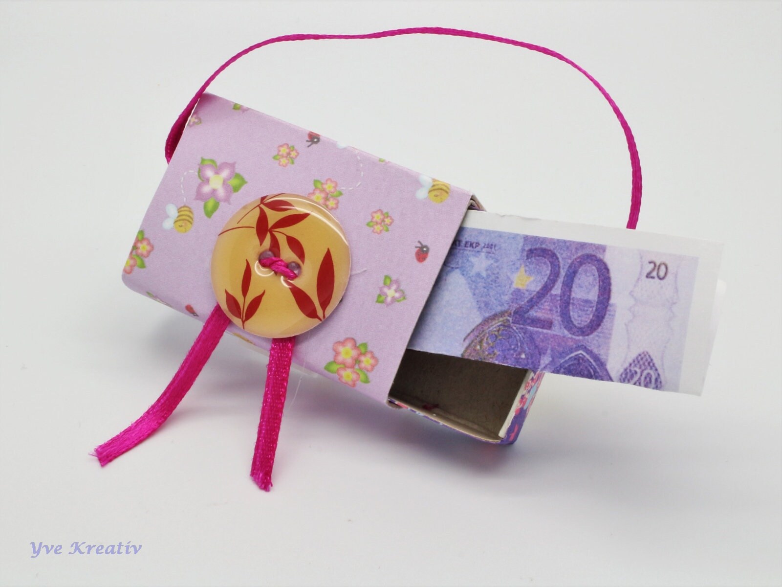 Kleine Schachtel, verzierte Streichholzschachtel als originelle Geschenkverpackung für Geld, Gutscheine und mehr