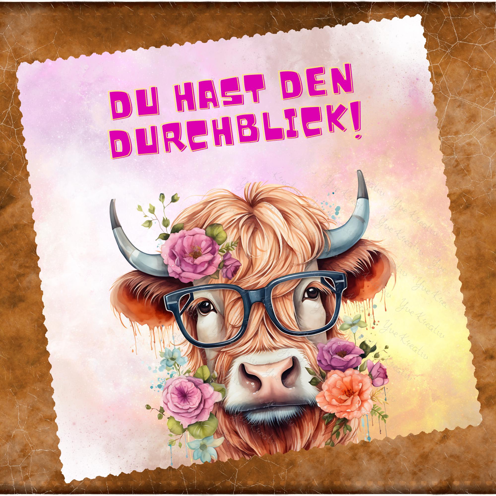 Brillenputztuch Kuh Durchblick bedrucktes Mikrofasertuch für Brille Sonnenbrille Reinigungstuch Handy Bildschirm Kamera Objektiv #TI150