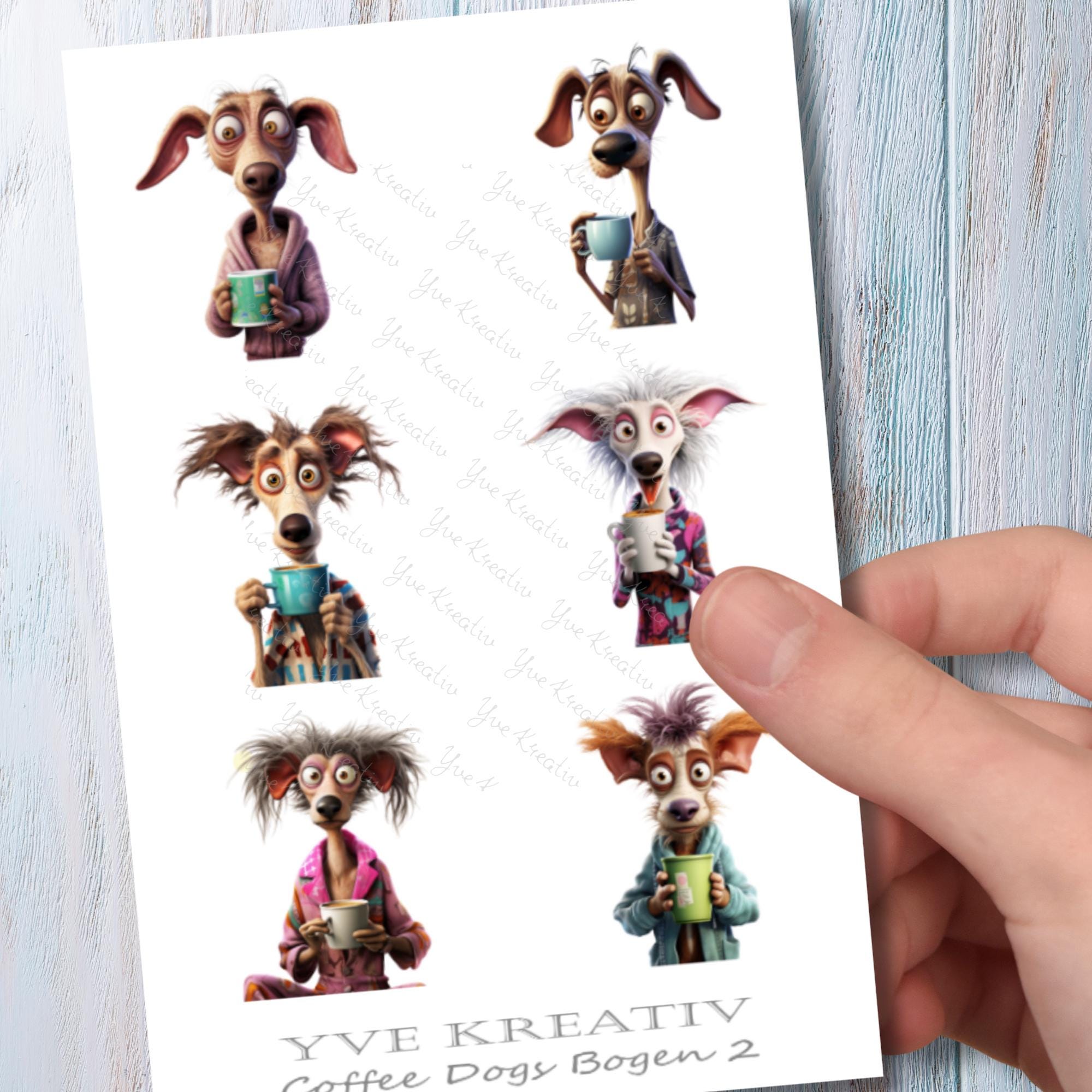 2 Stickerbogen SET Kaffee Hunde Aufkleber Sticker Kaffeeliebhaber | Sticker Set zur Auswahl in Weiß - Transparent - Matt - Glanz #SBA6