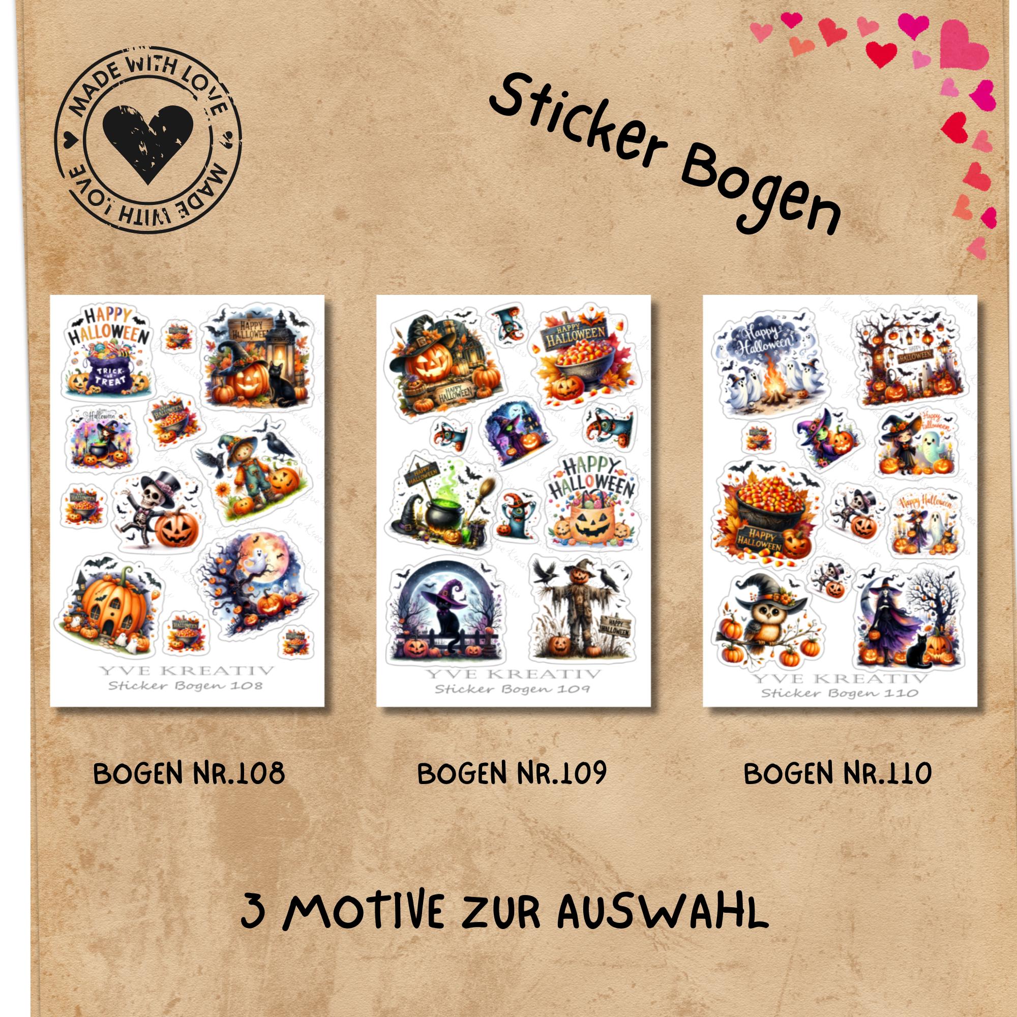 Aufkleber Halloween Stickerbogen Grusel Kürbis Vampire Sticker Set - 3 Bögen zur Auswahl in Weiß - Transparent - Matt - Glanz #SBA6 Aufkleber Halloween Stickerbogen Grusel Kürbis Vampire Sticker Set - 3 Bögen zur Auswahl in Weiß - Transparent - Matt - Glanz #SBA6