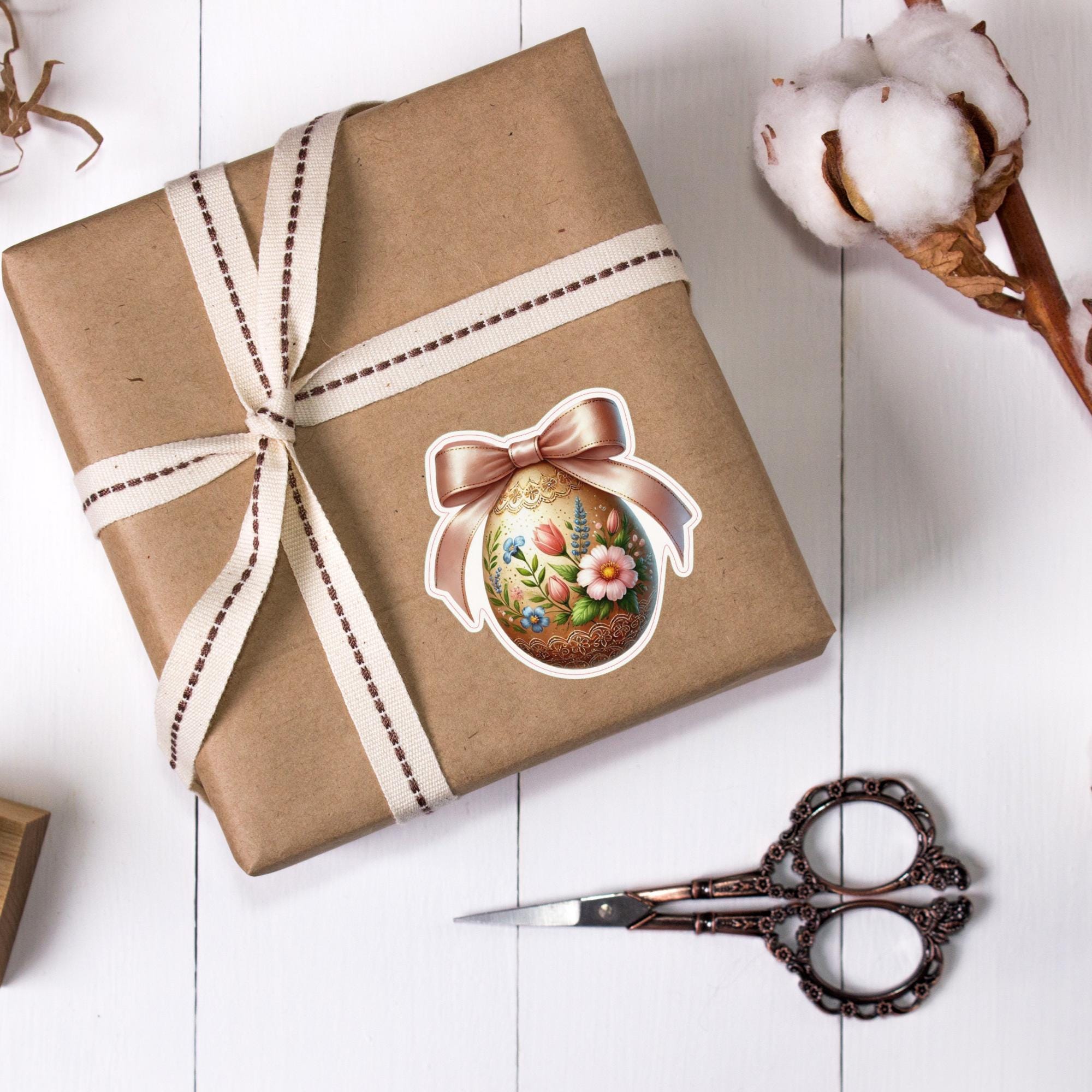 Aufkleber Ostern großer 8 cm Sticker Osterei Deko Osterfest Geschenkaufkleber Dekoei - zur Auswahl in Weiß oder Transparent  #SEG8