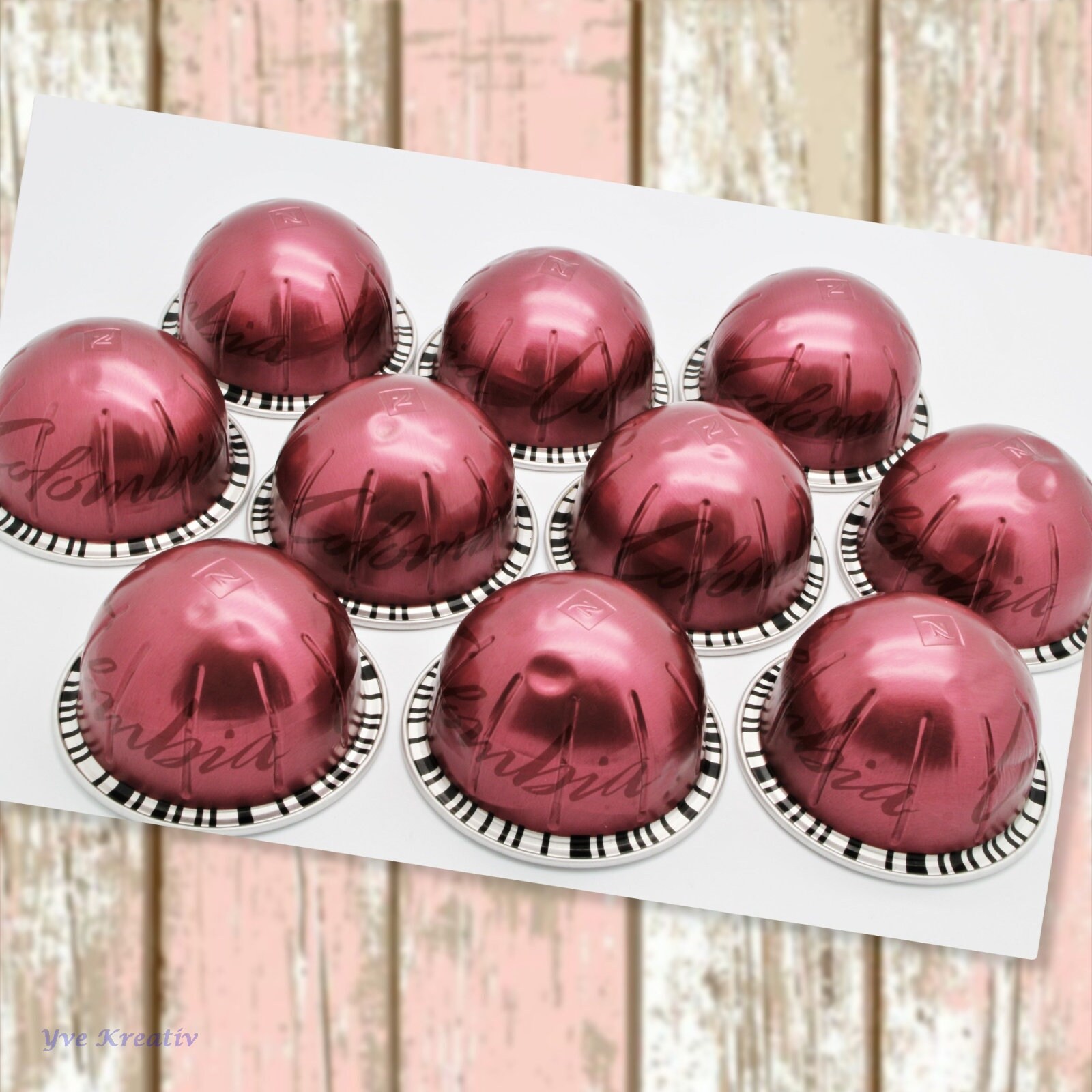 10 leere GROßE Kaffeekapseln Farbe : weinrot - zum Basteln  #KVS