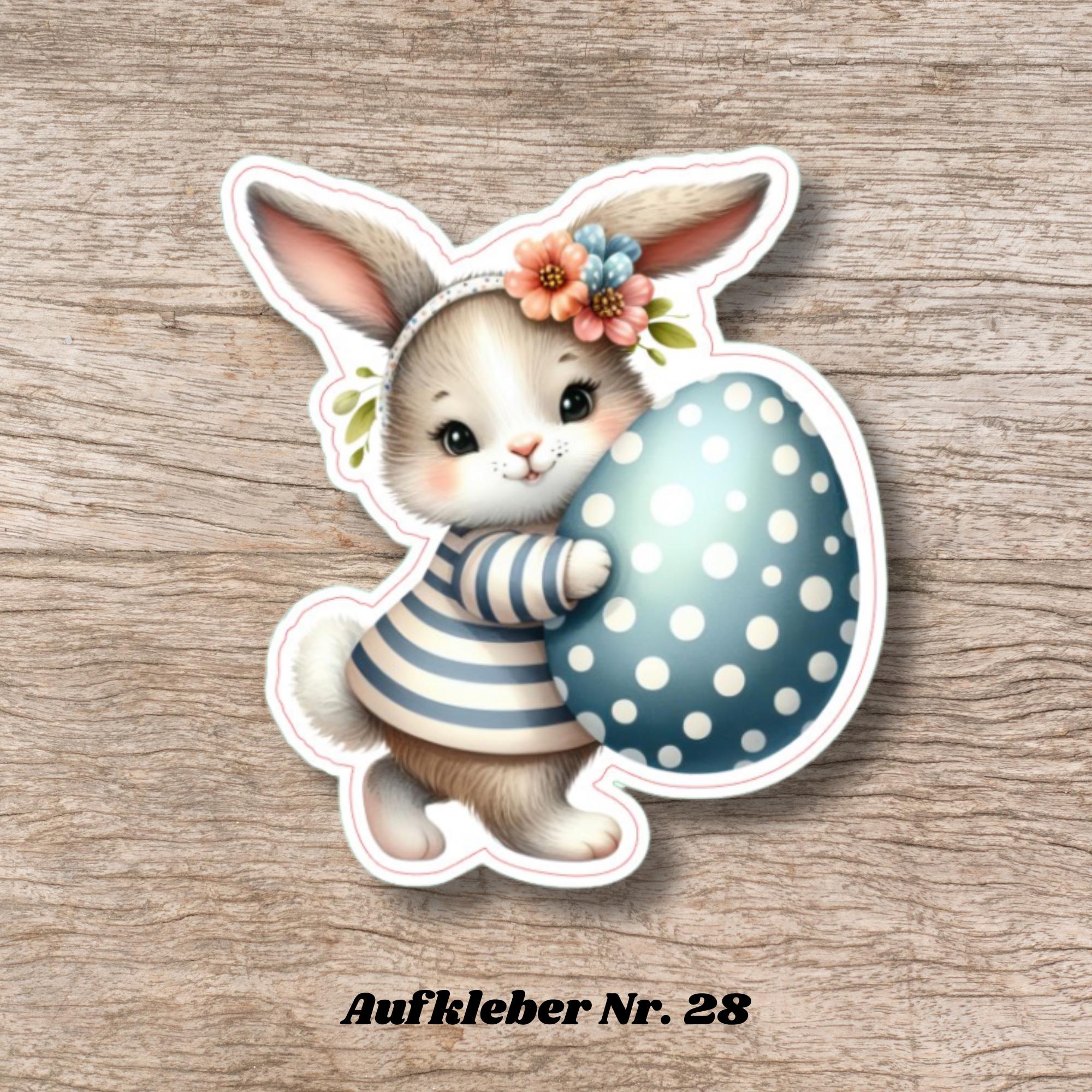 Aufkleber Ostern großer 8 cm Sticker niedliches Häschen Deko Hase Geschenkaufkleber Osterhase - zur Auswahl in Weiß oder Transparent  #SEG8
