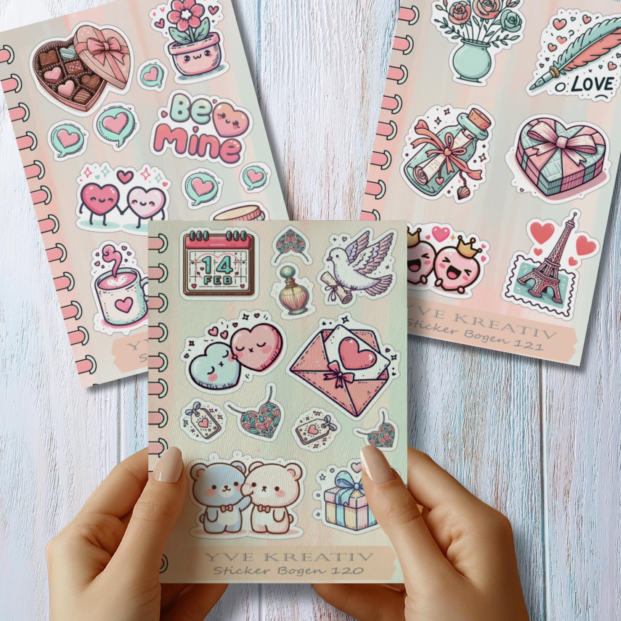 Aufkleber Bogen " Love Valentinstag" | Sticker Set - Aufkleber 3 Stickerbogen zur Auswahl in Weiß - Transparent - Matt - Glanz  #SBA6
