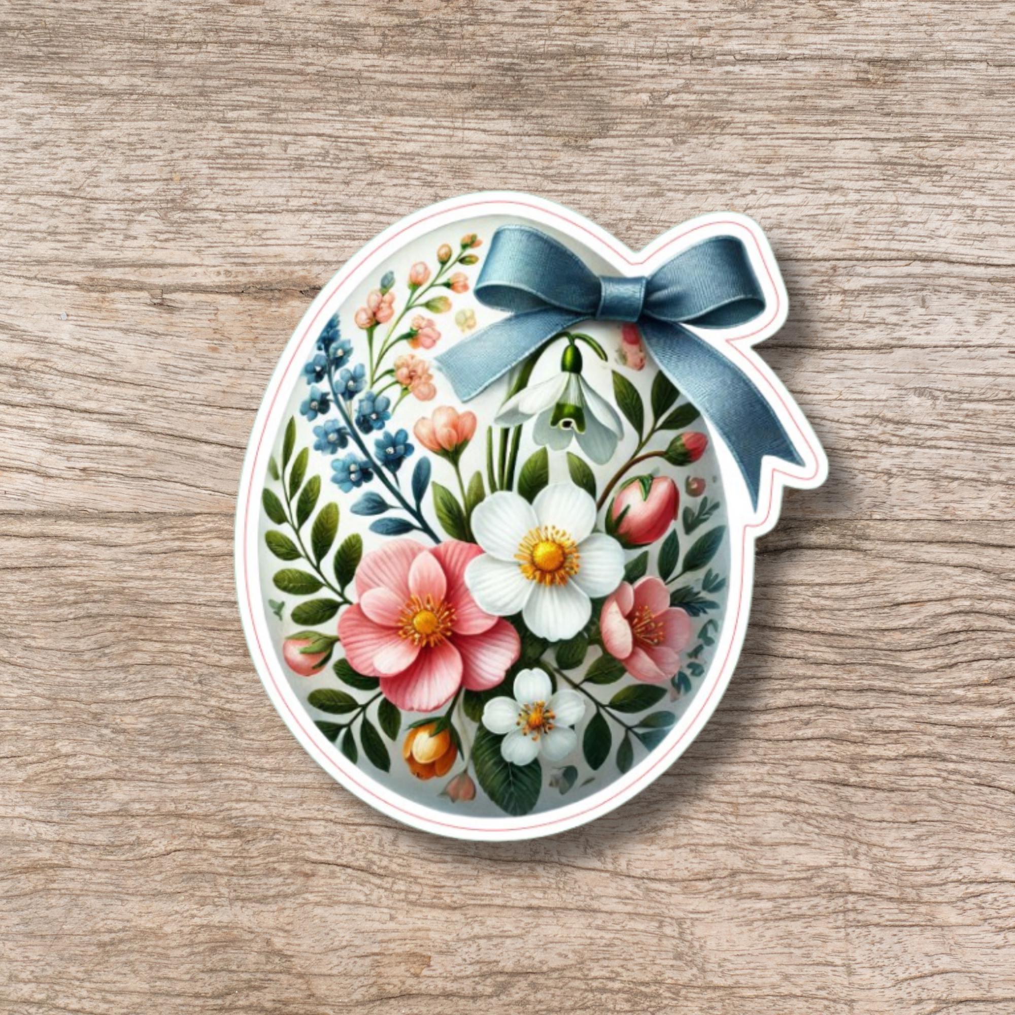 Aufkleber Ostern großer 8 cm Sticker Osterei Deko Osterfest Geschenkaufkleber Dekoei - zur Auswahl in Weiß oder Transparent  #SEG8