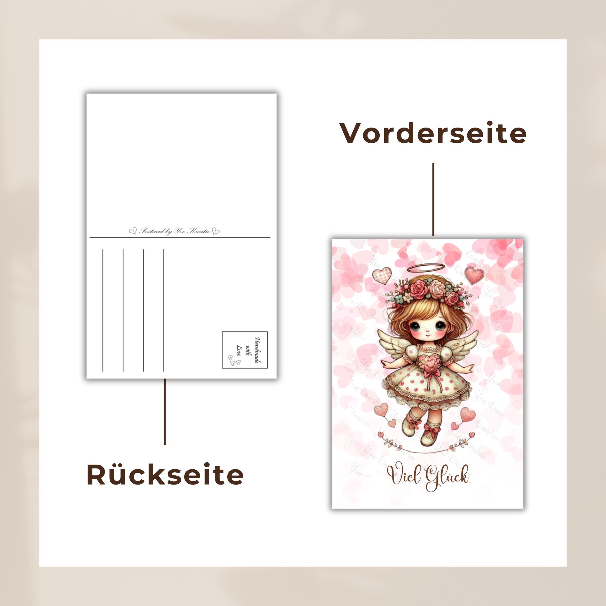 Postkarte Grußkarte Karte zum Geburtstag Gutschein Engel Viel Glück #PLS