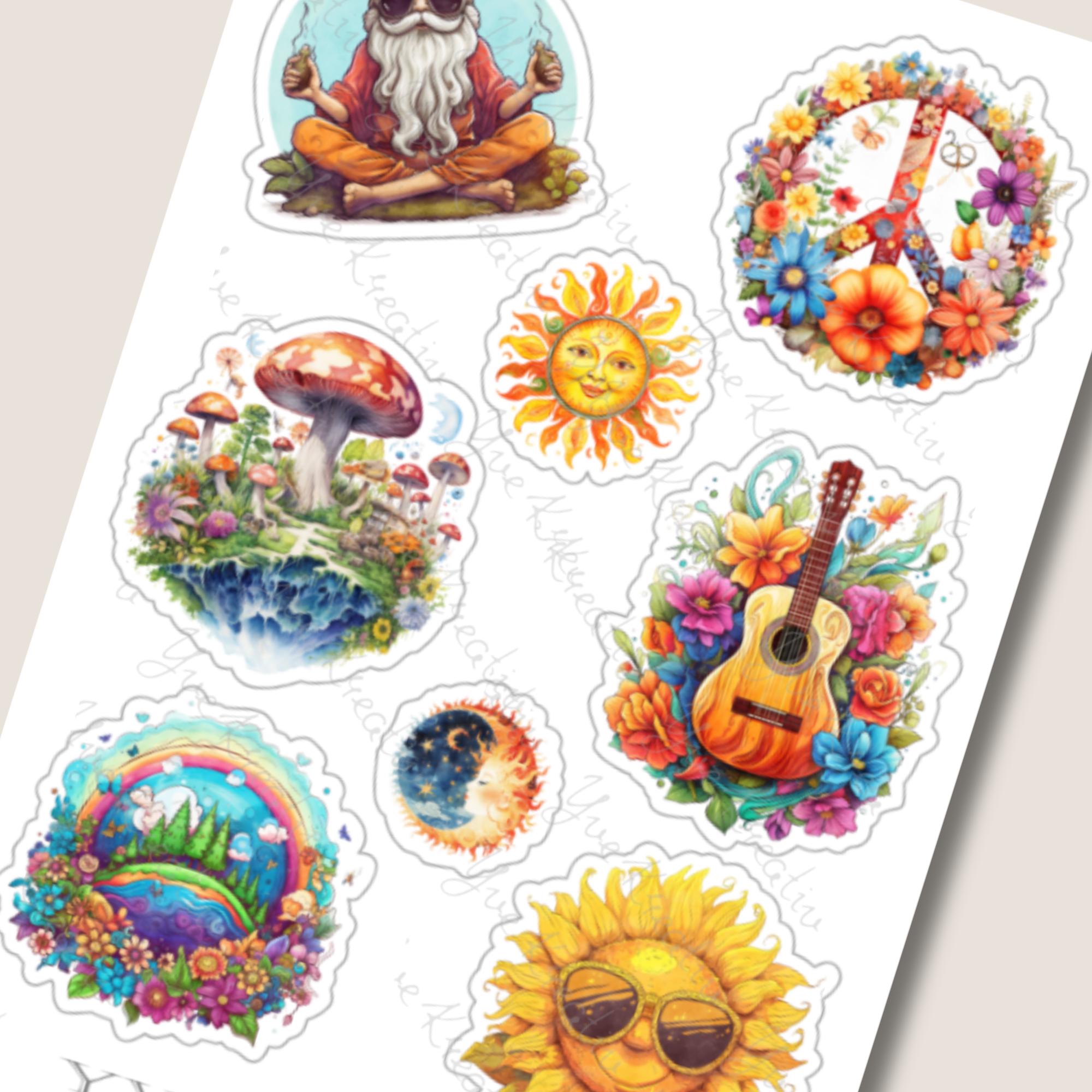 Aufkleber Peace Love Hippie Sticker Bogen Set - 3 Stickerbogen zur Auswahl in Weiß - Transparent - Matt - Glanz #SBA6 Aufkleber Peace Love Hippie Sticker Bogen Set - 3 Stickerbogen zur Auswahl in Weiß - Transparent - Matt - Glanz #SBA6