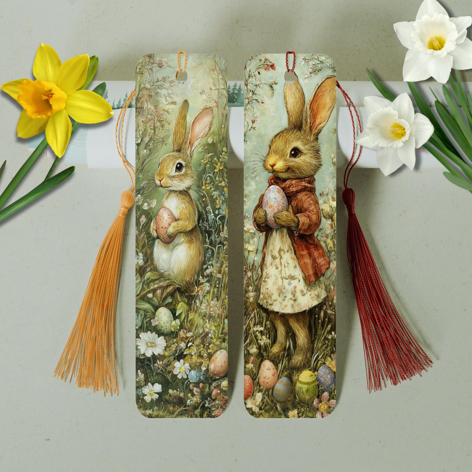 Lesezeichen aus Aluminium Geschenk zu Ostern Hase Osterhase Ostereier Bücher Bookmark - 2 Motive zur Auswahl  #LEALU