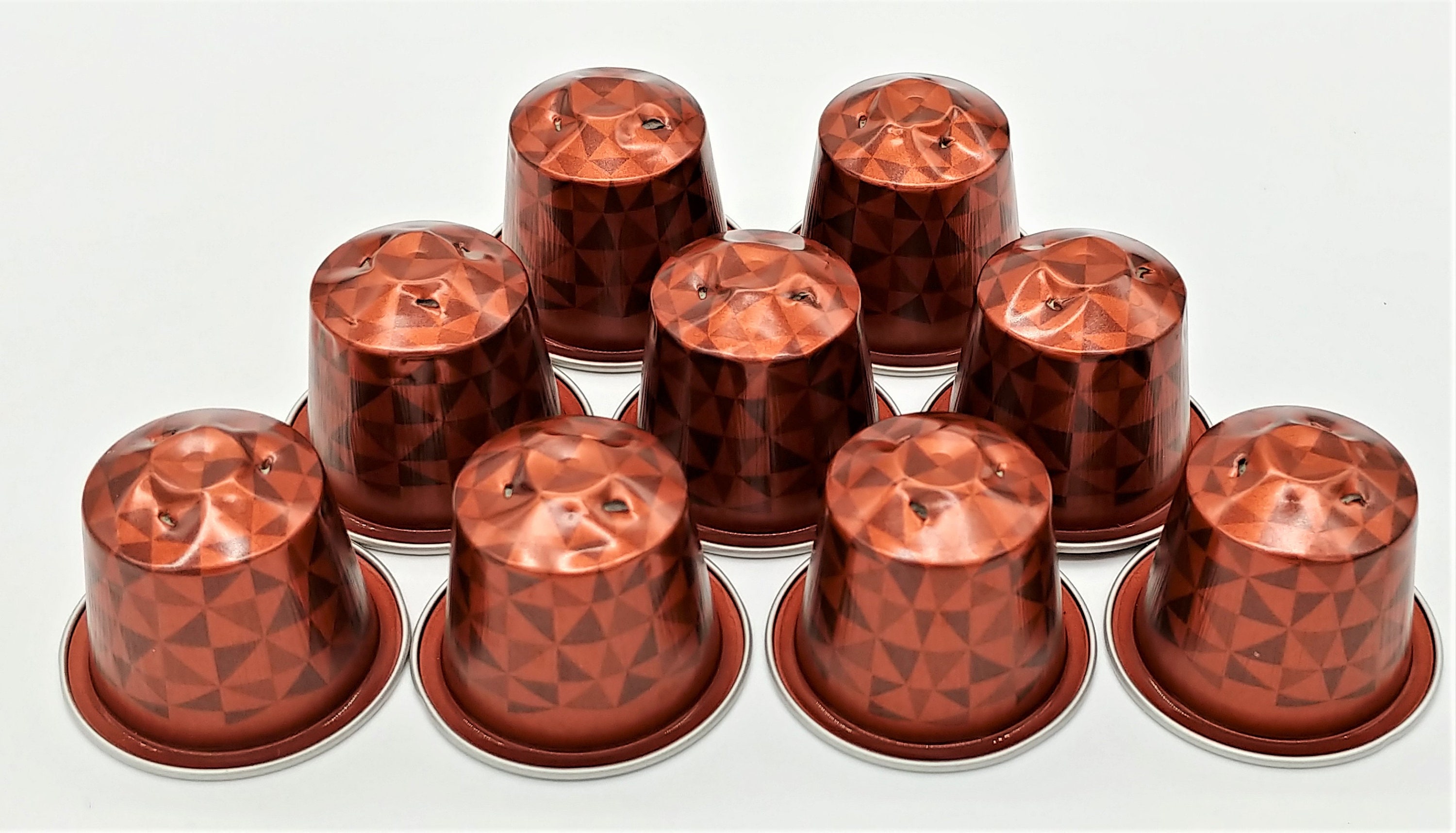 10 leere Kaffeekapseln Farbe : rot-braun mit Muster
