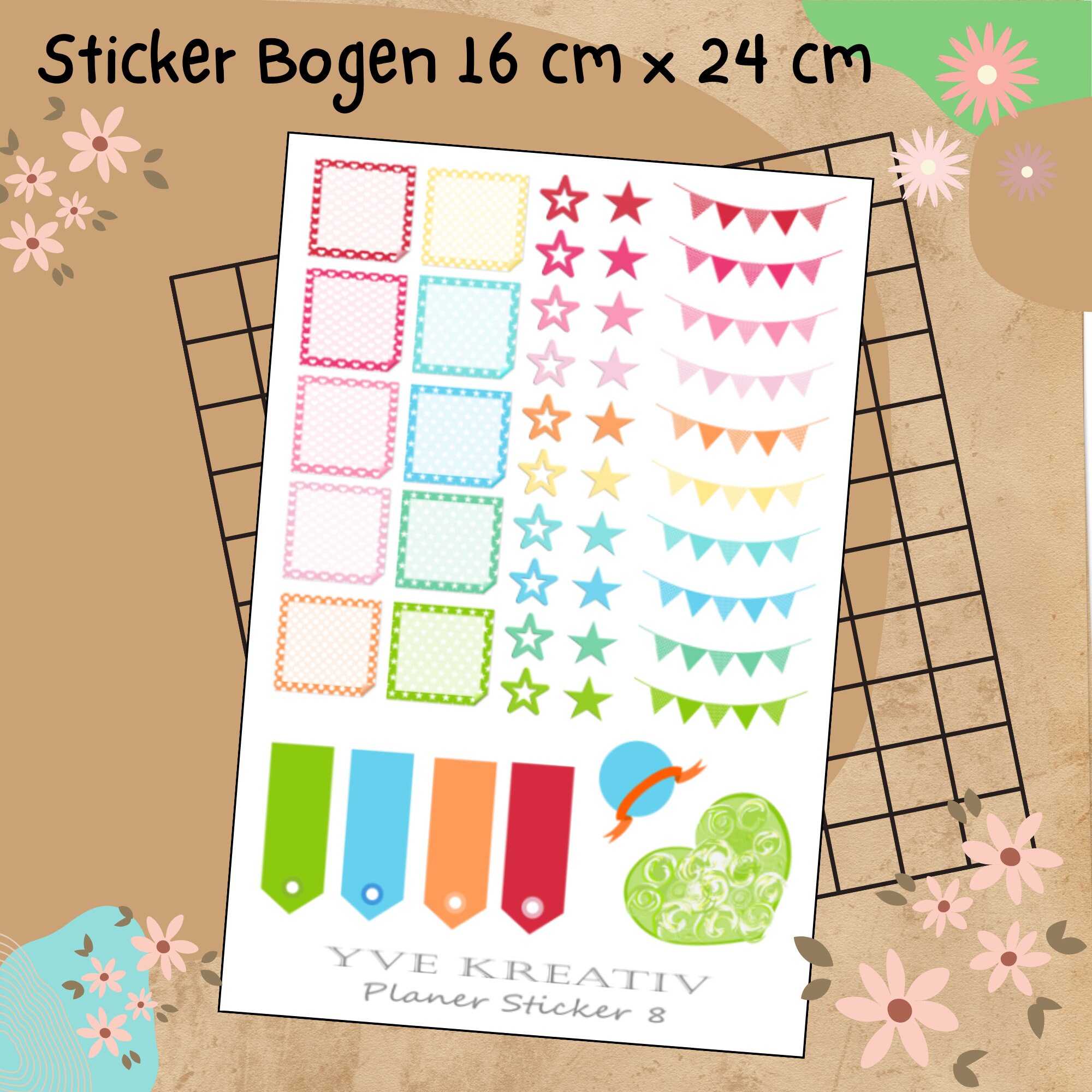 Sticker Planer | über 40 Aufkleber Sticker Bogen Set Stickerbogen  -  Wochenplaner Kalender Bullet Journaling  #SBA5