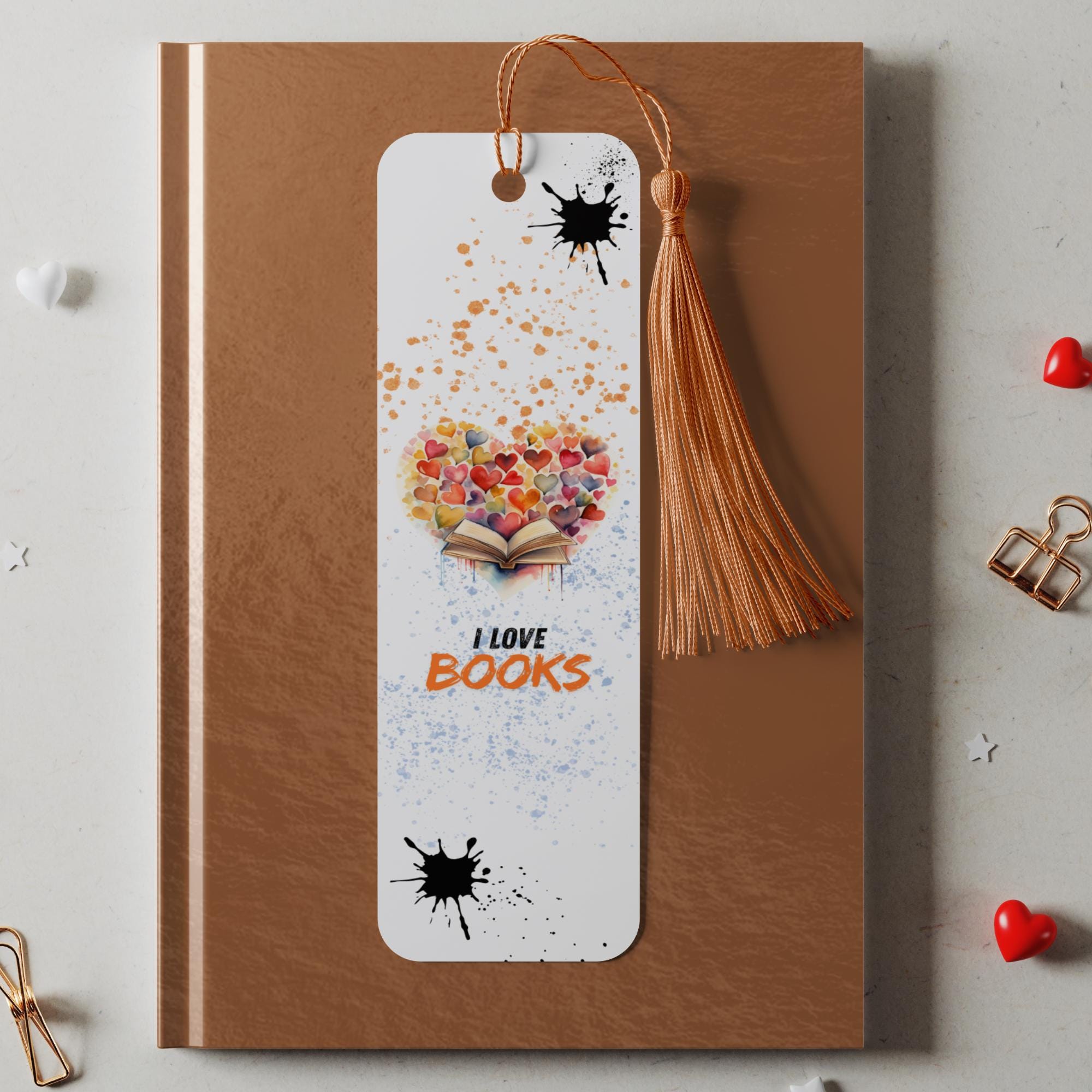 Lesezeichen aus Aluminium Geschenk zum Geburtstag Bücher Bookmark - Quastenfarbe wählbar  #LEALU