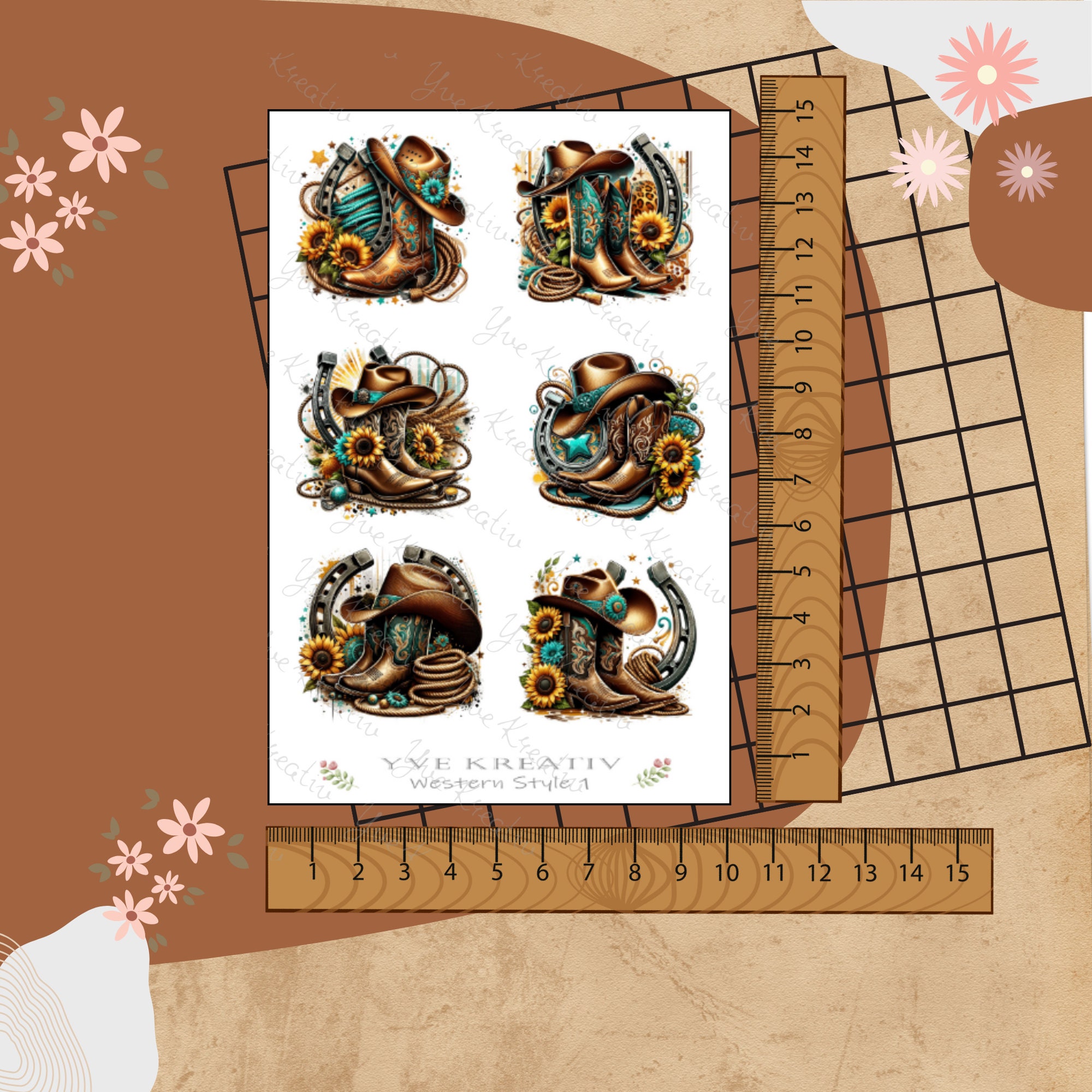 Sticker Bogen "Western Boots Stiefel" | Sticker Set - Aufkleber 3 Stickerbogen zur Auswahl in Weiß - Transparent - Matt - Glanz #SBA6