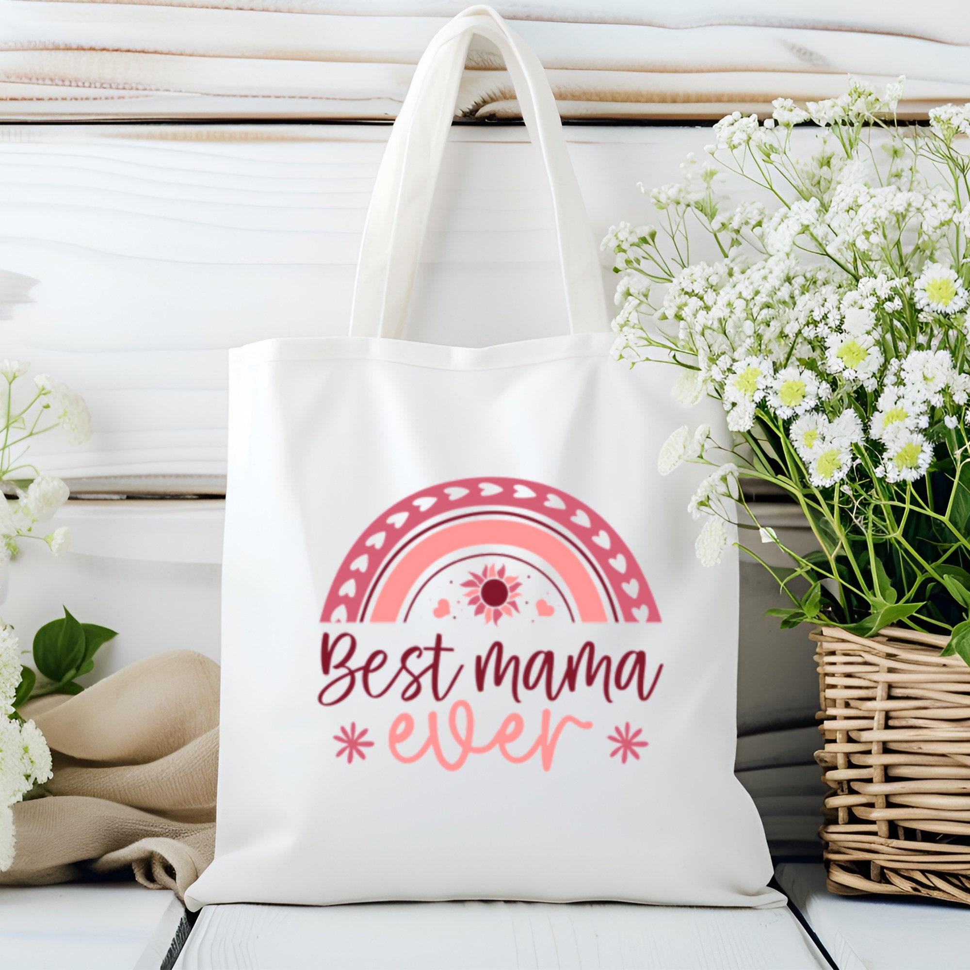 Stofftasche, Stoffbeutel, "Beste Mama", Einkaufstasche, Tasche, Geschenk zum Muttertag, Geburtstag, in Weiß oder Beige  #STSUB
