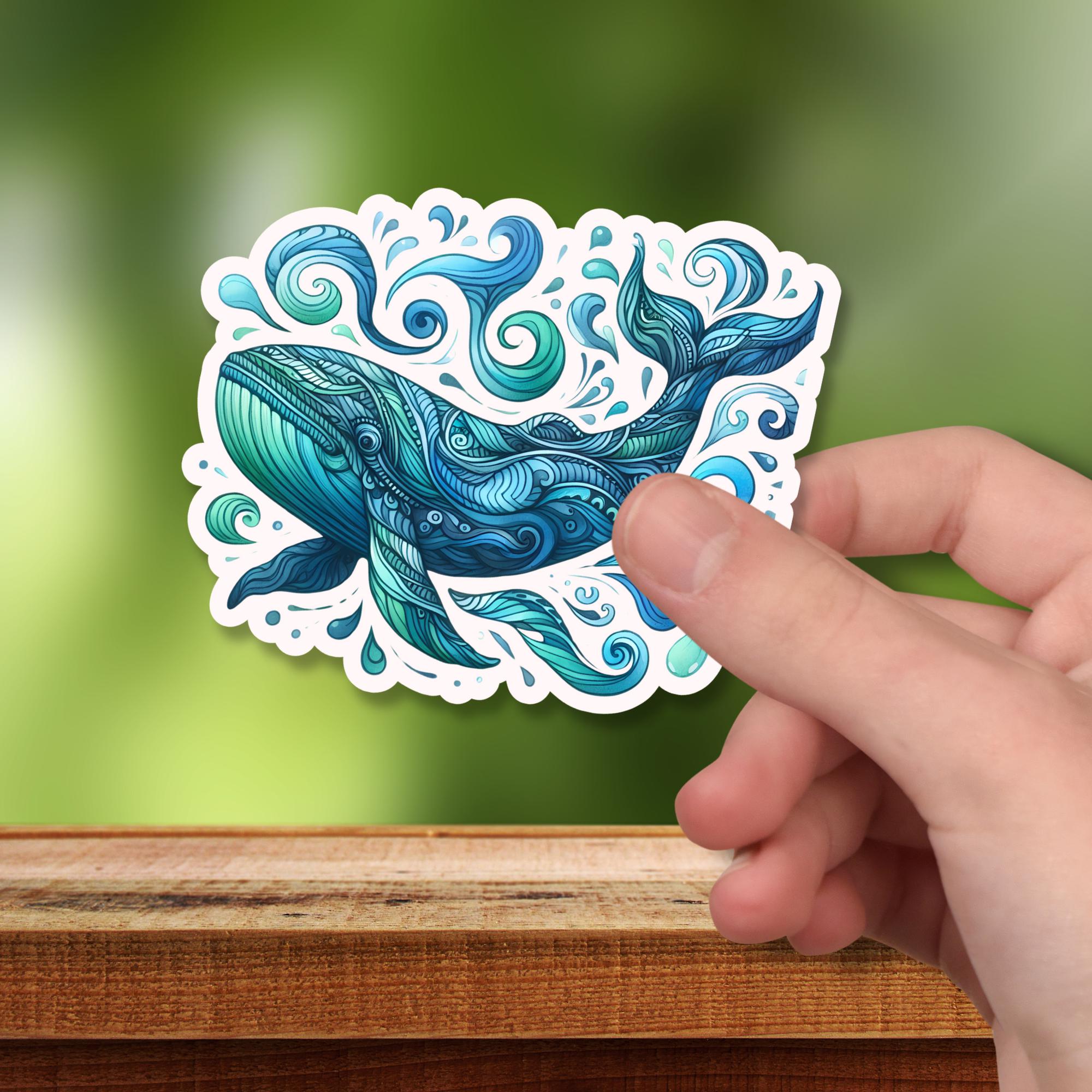 Kofferaufkleber, Geschenkaufkleber, Aufkleber Wal, großer Sticker I zur Auswahl in Weiß oder Transparent  #SEG8
