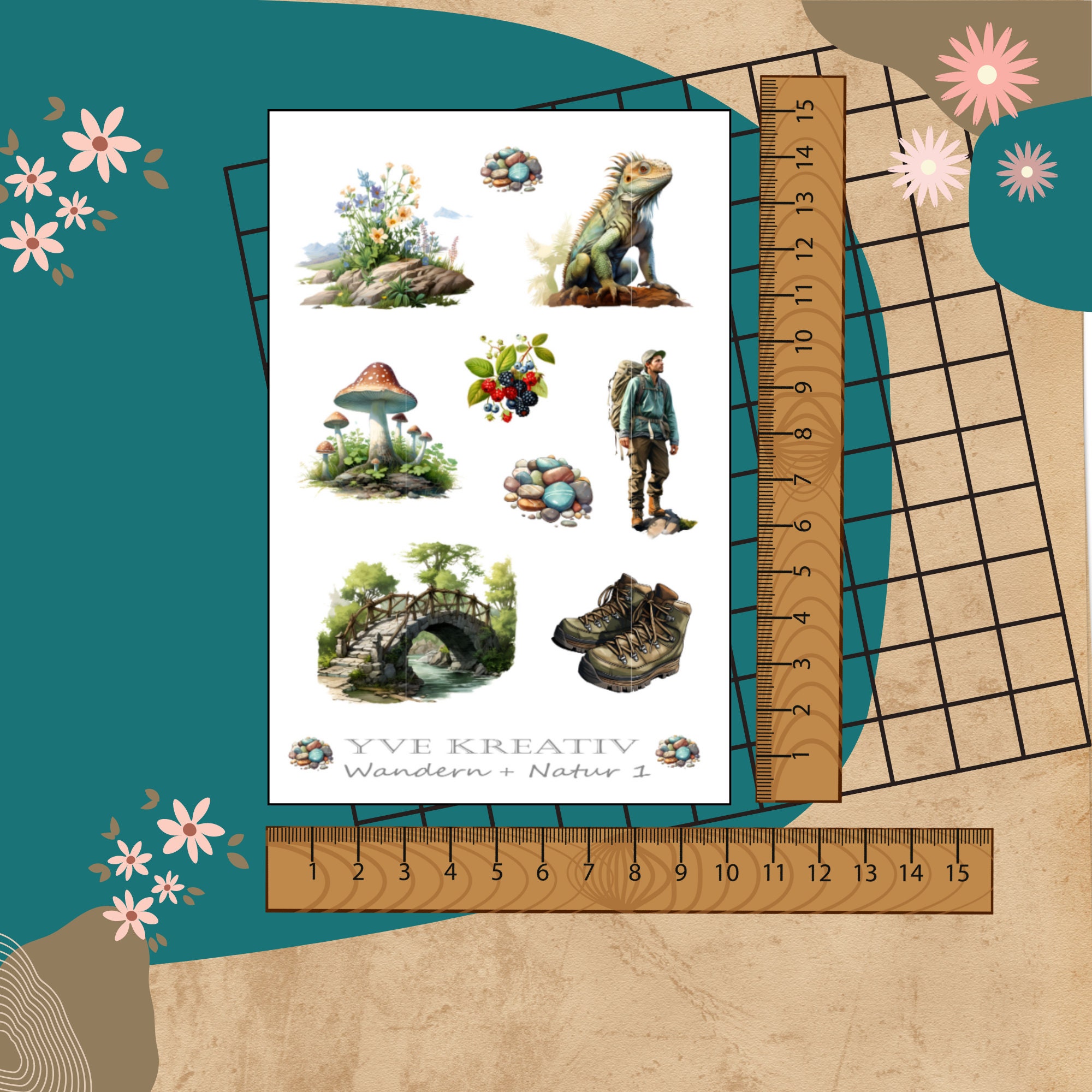 Stickerbogen " Urlaub Reisen Wandern Natur " | Sticker Set - Aufkleber 4 Bögen zur Auswahl in Weiß - Transparent - Matt - Glanz  #SBA6