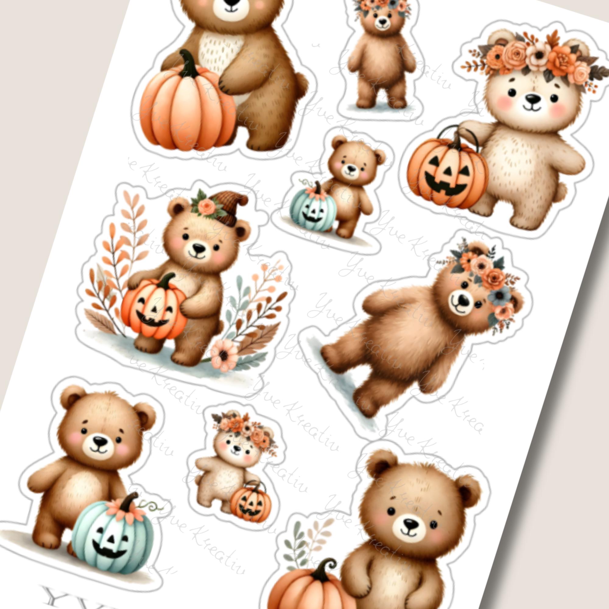 Aufkleber Waldtiere Stickerbogen Herbst Halloween Sticker Set - 3 Bögen zur Auswahl in Weiß - Transparent - Matt - Glanz  #SBA6