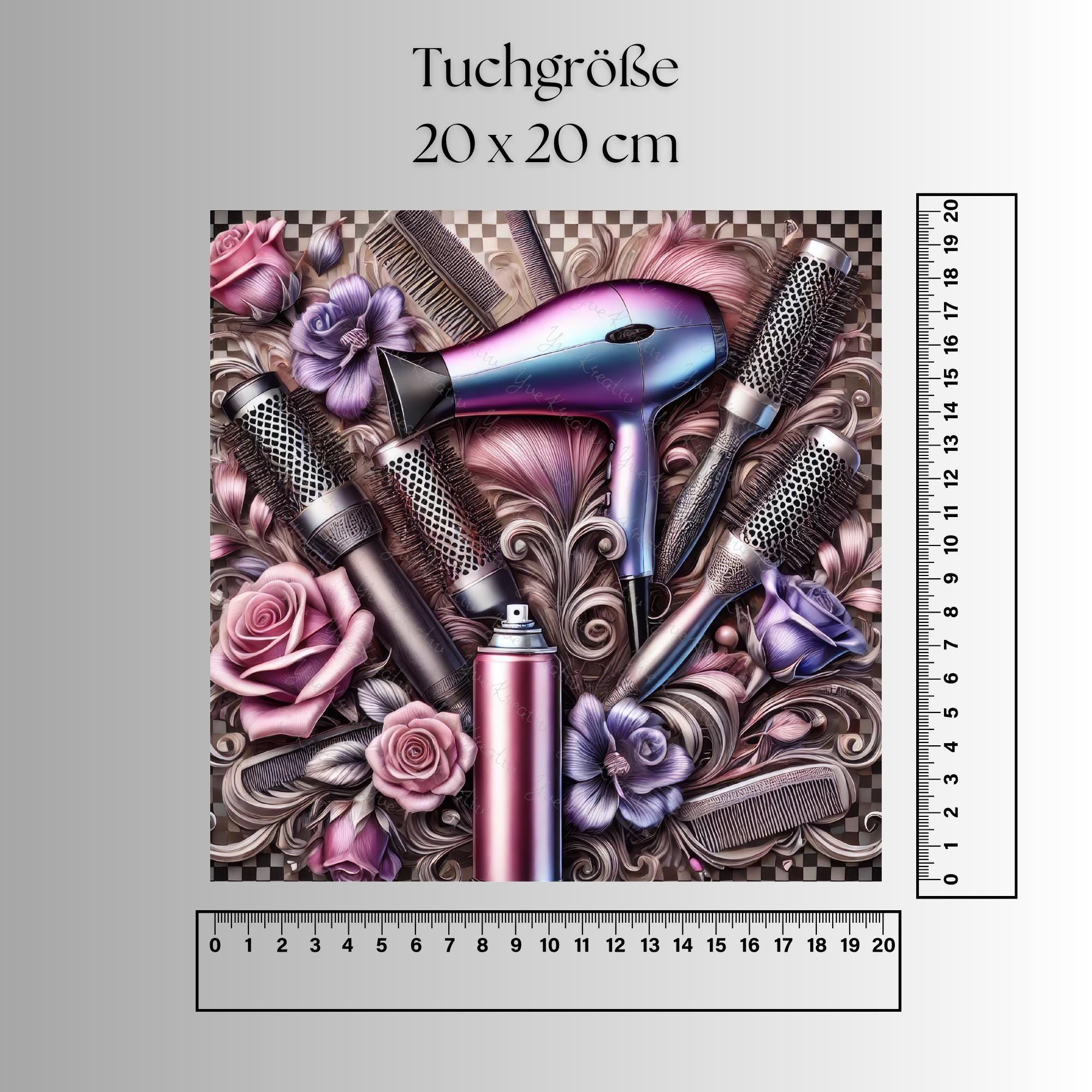 Brillenputztuch Friseur bedrucktes Mikrofasertuch für Brille Display Handy Sonnenbrille Größe 15x15 cm oder 20x20 cm #BE17