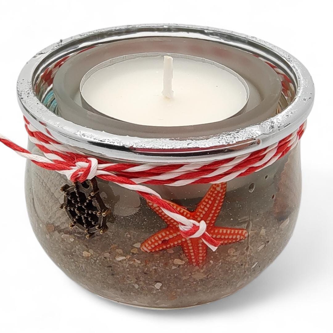 Teelichthalter Strand Windlicht Gartenparty Kerzenglas Maritim Kerzenhalter Muscheln Sommer Geschenk Geburtstag Mitbringsel #1609901805