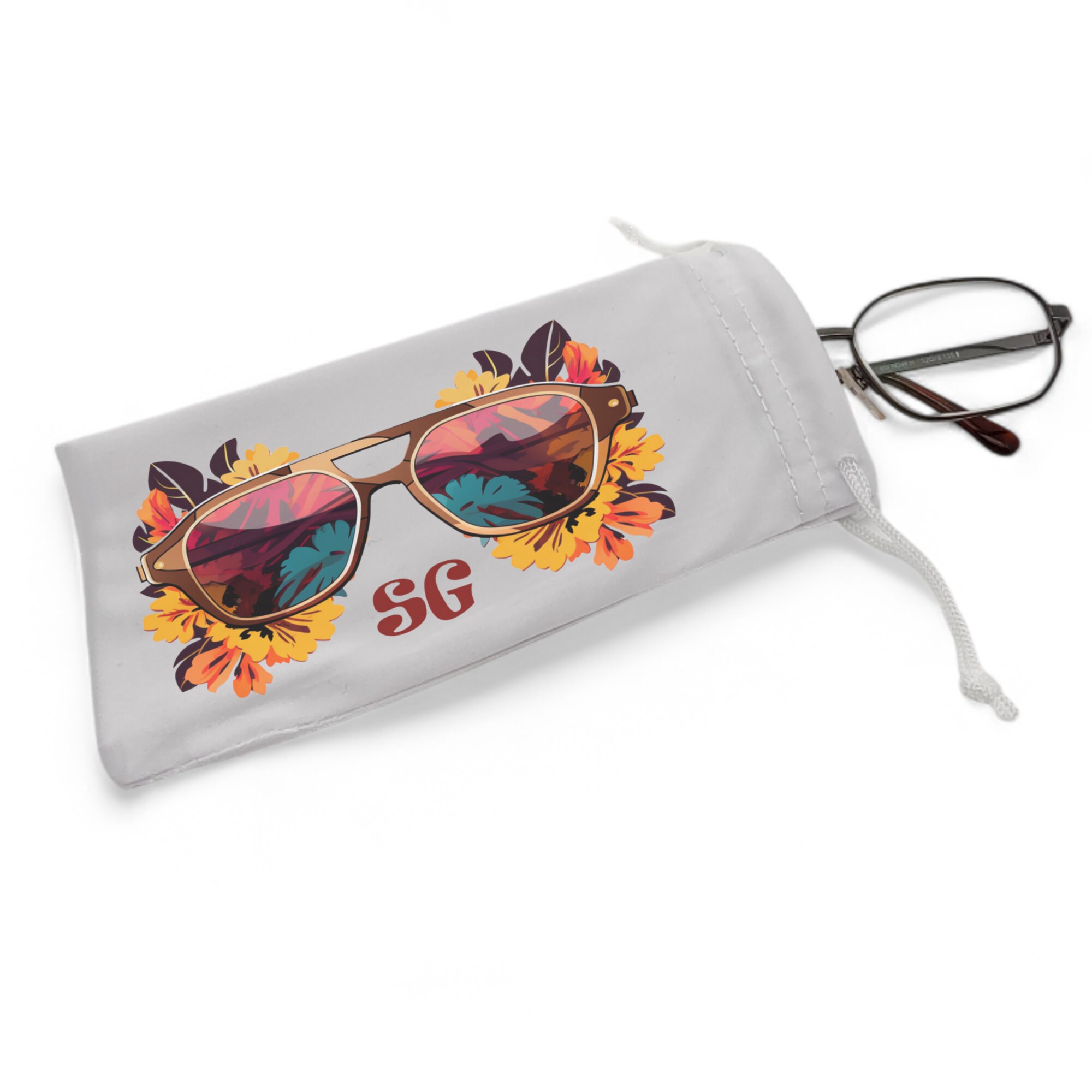 Brillenetui personalisiert mit Initialen, Tasche für Brillen, Brillentasche, Microfasertasche, Stoff Etui, Sonnenbrillen Hülle  #BE
