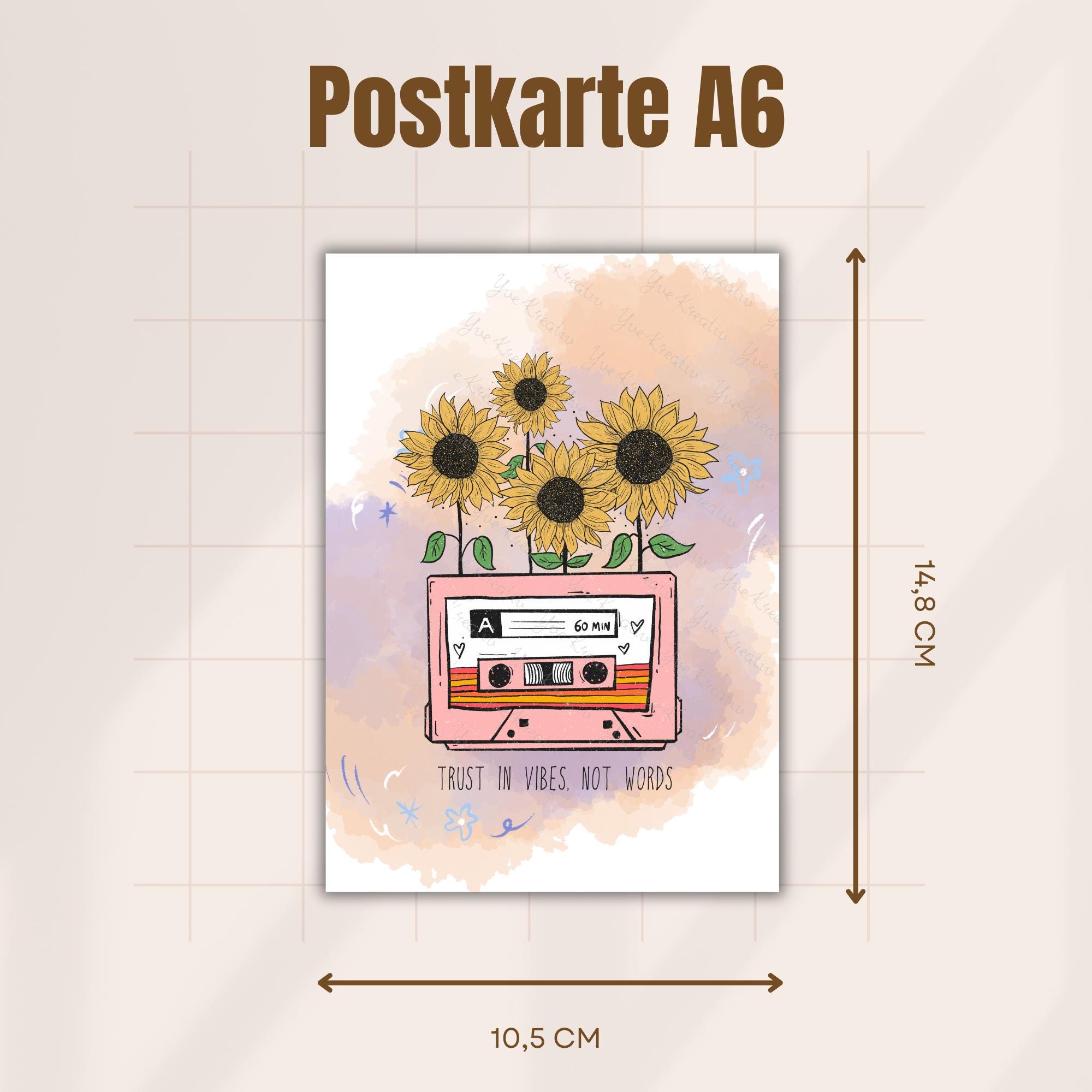 Postkarte Grußkarte Karte Geburtstag Motivation Aufmunterung Retro MC Sonnenblumen Geschenkkarte Musiker #PLS
