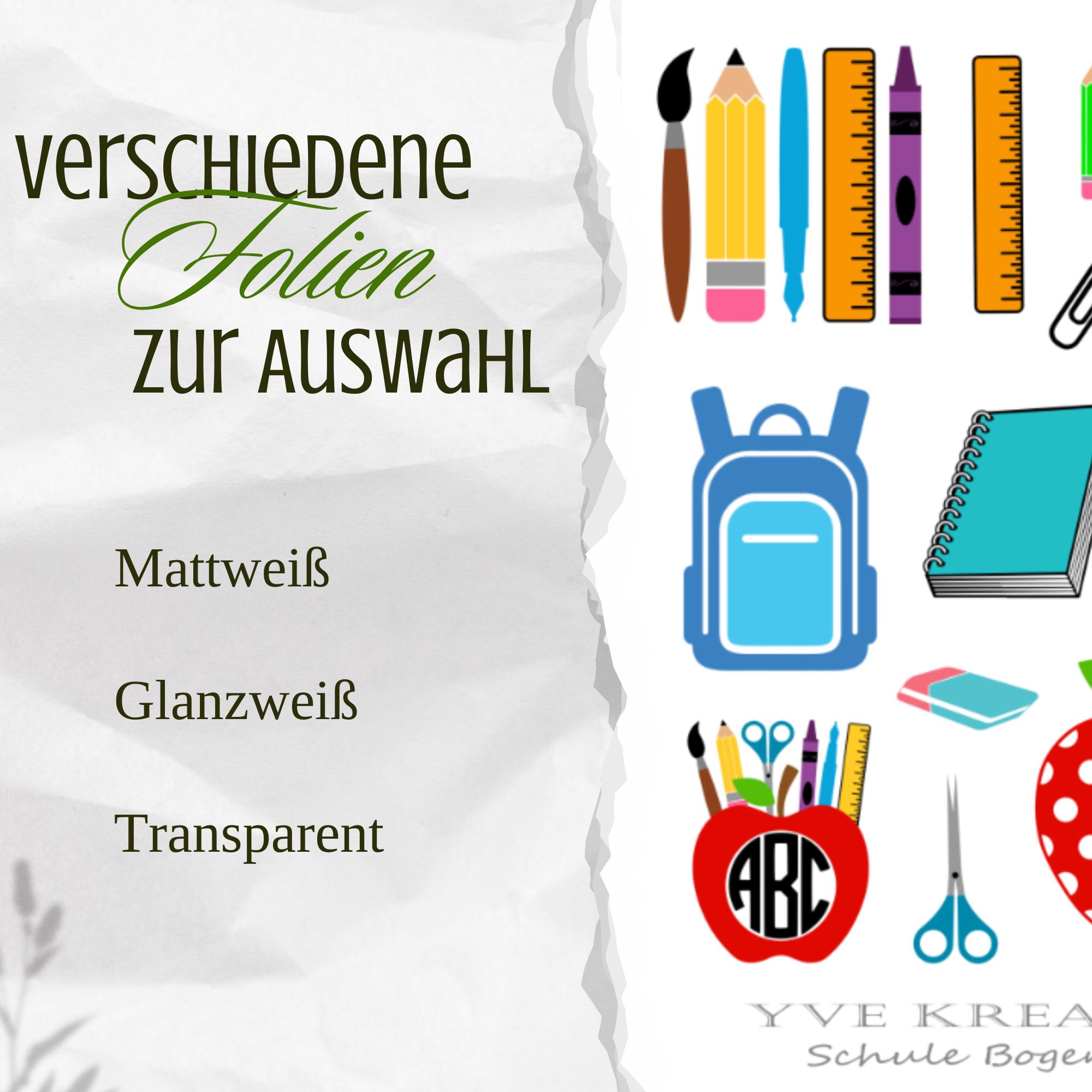 Stickerbogen Schule Aufkleber Einschulung personalisierbar Sticker Set 3 Bögen zur Auswahl in Weiß - Transparent - Matt - Glanz #SBA6 Stickerbogen Schule Aufkleber Einschulung personalisierbar Sticker Set 3 Bögen zur Auswahl in Weiß - Transparent - Matt - Glanz #SBA6