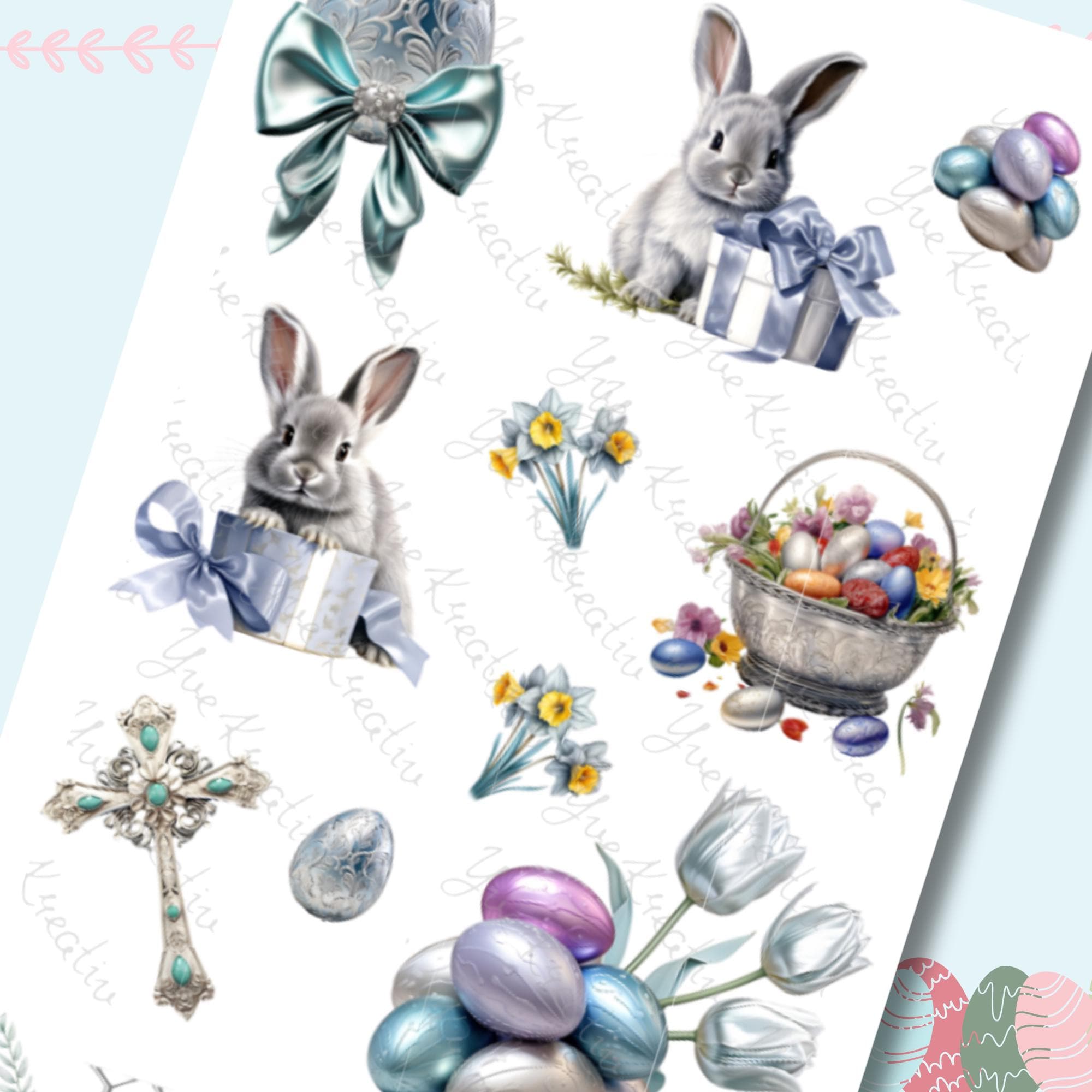 Stickerbogen Aufkleber "Ostern" | Sticker Set - Sticker Bogen zur Auswahl in Weiß - Transparent - Matt - Glanz  #SBA6