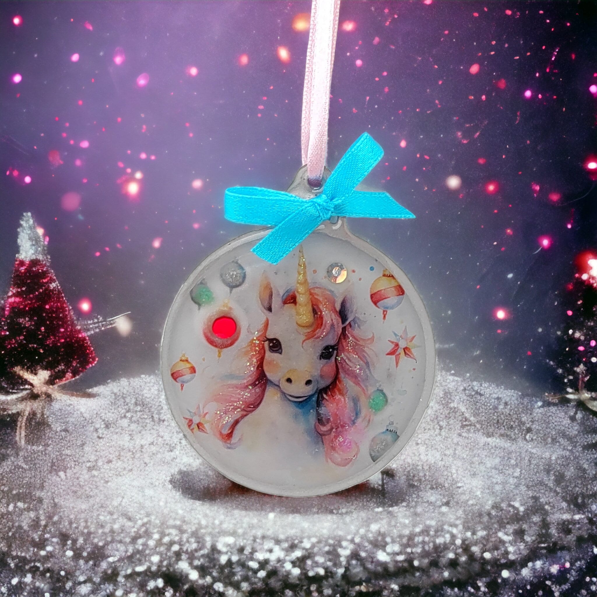 Weihnachtskugel Weihnachtsschmuck Baumanhänger Christmas Ornaments Weihnachten Baumkugel  Motiv "Einhorn"  #1606577198