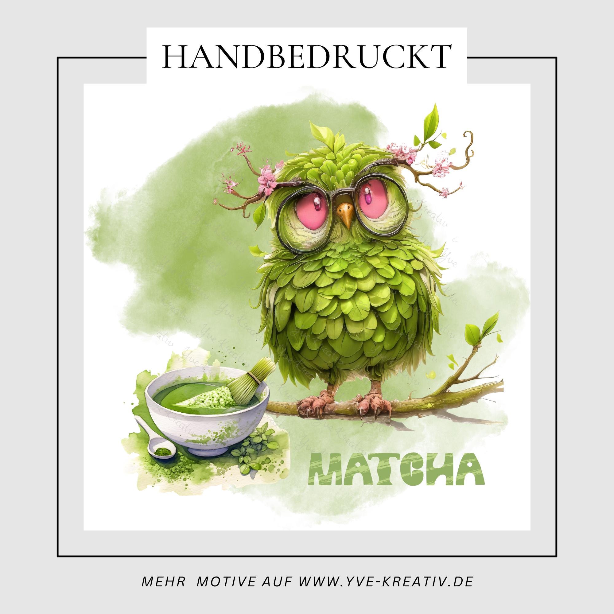 Brillenputztuch Matcha Tee Eule Geschenk Geburtstag Mitbringsel Teetrinker bedrucktes Mikrofasertuch für Brille Sonnenbrille Displays #ES14