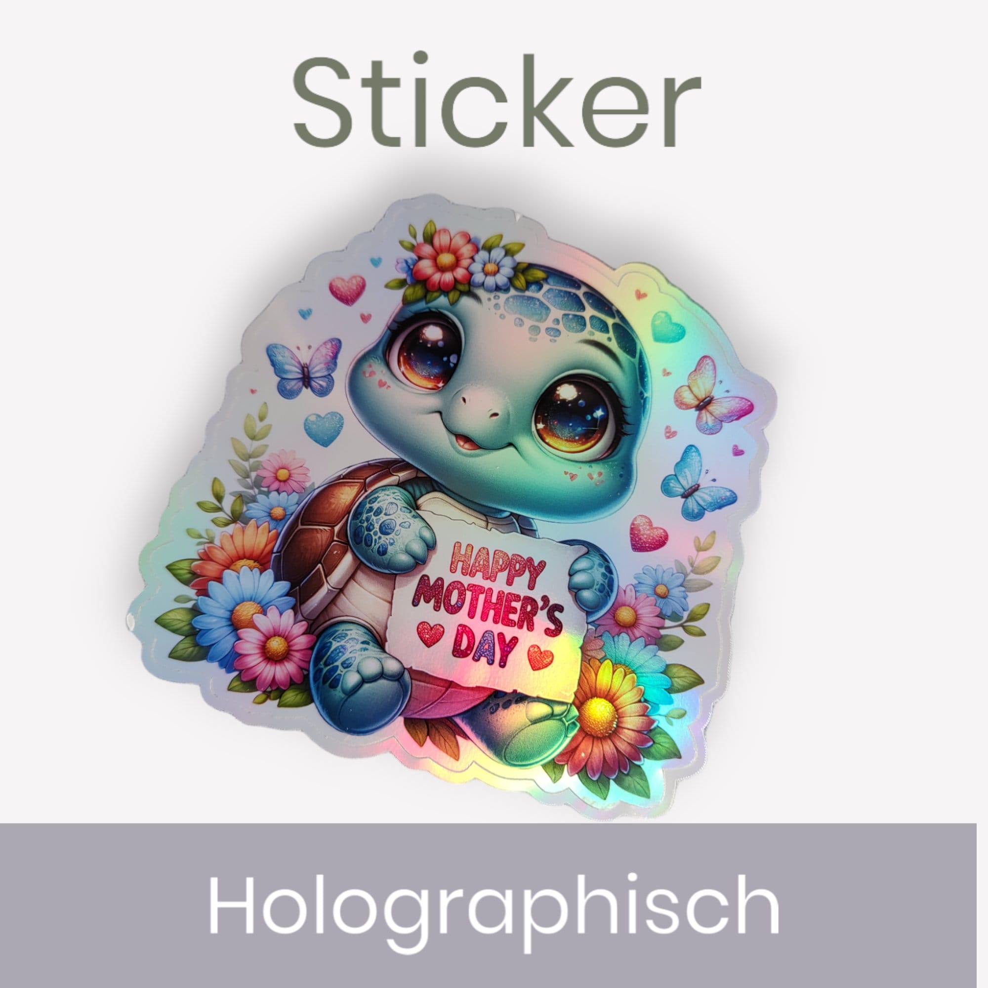 Holographischer Sticker "Niedliche Tiere zum Muttertag" | Sticker Set - Aufkleber 14 Sticker zur Auswahl I wasserfest