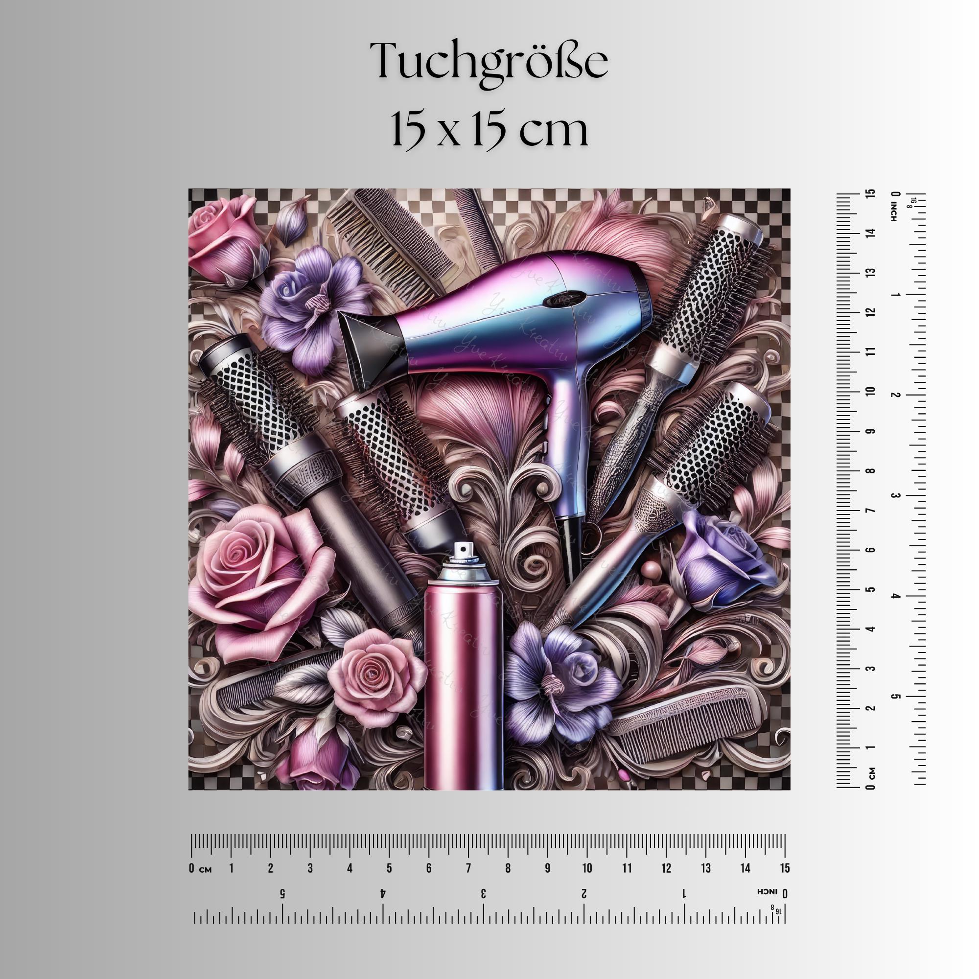 Brillenputztuch Friseur bedrucktes Mikrofasertuch für Brille Display Handy Sonnenbrille Größe 15x15 cm oder 20x20 cm #BE17