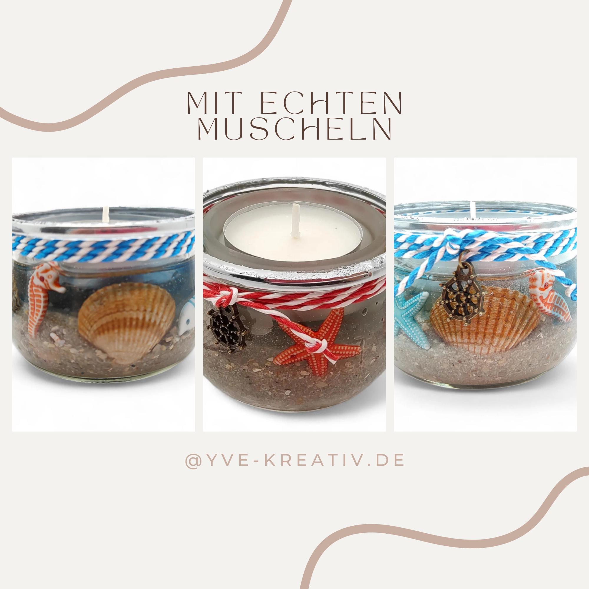 Teelichthalter Strand Windlicht Gartenparty Kerzenglas Maritim Kerzenhalter Muscheln Sommer Geschenk Geburtstag Mitbringsel #1609901805