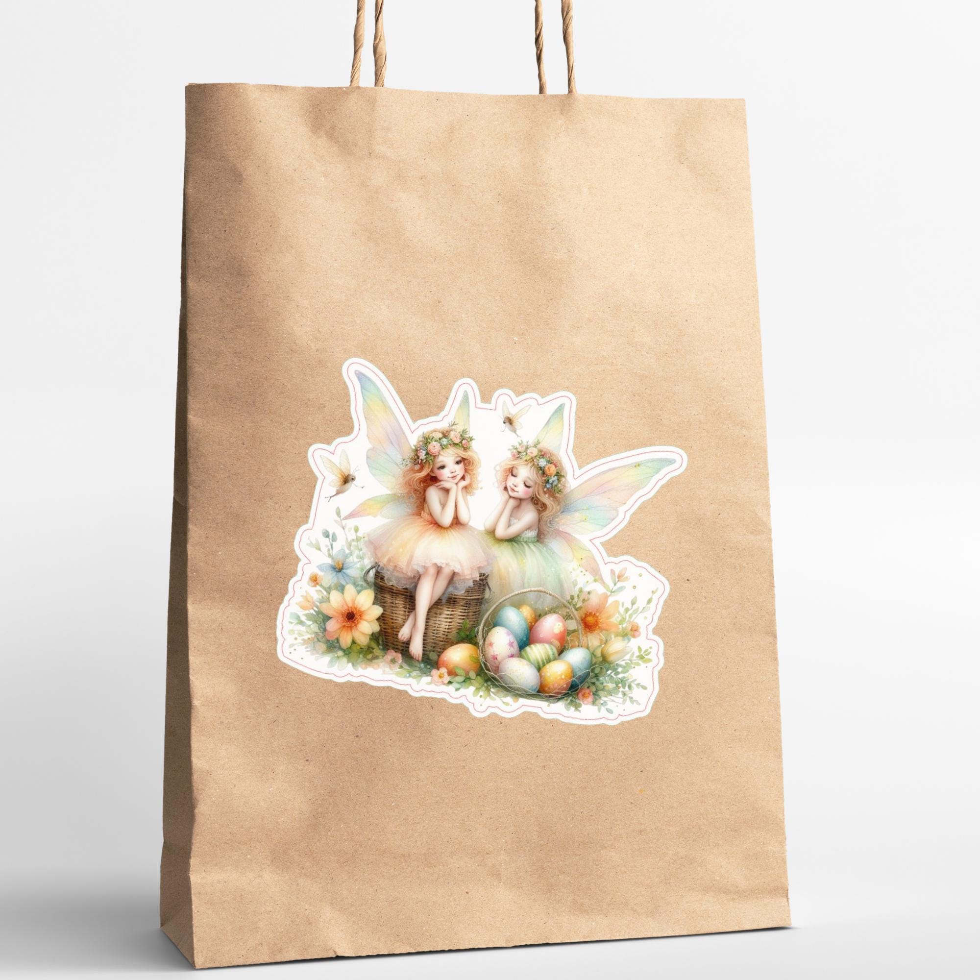 Aufkleber Ostern großer 8 cm Sticker Feen Fantasy Deko Geschenkaufkleber romantisch - zur Auswahl in Weiß oder Transparent  #SEG8