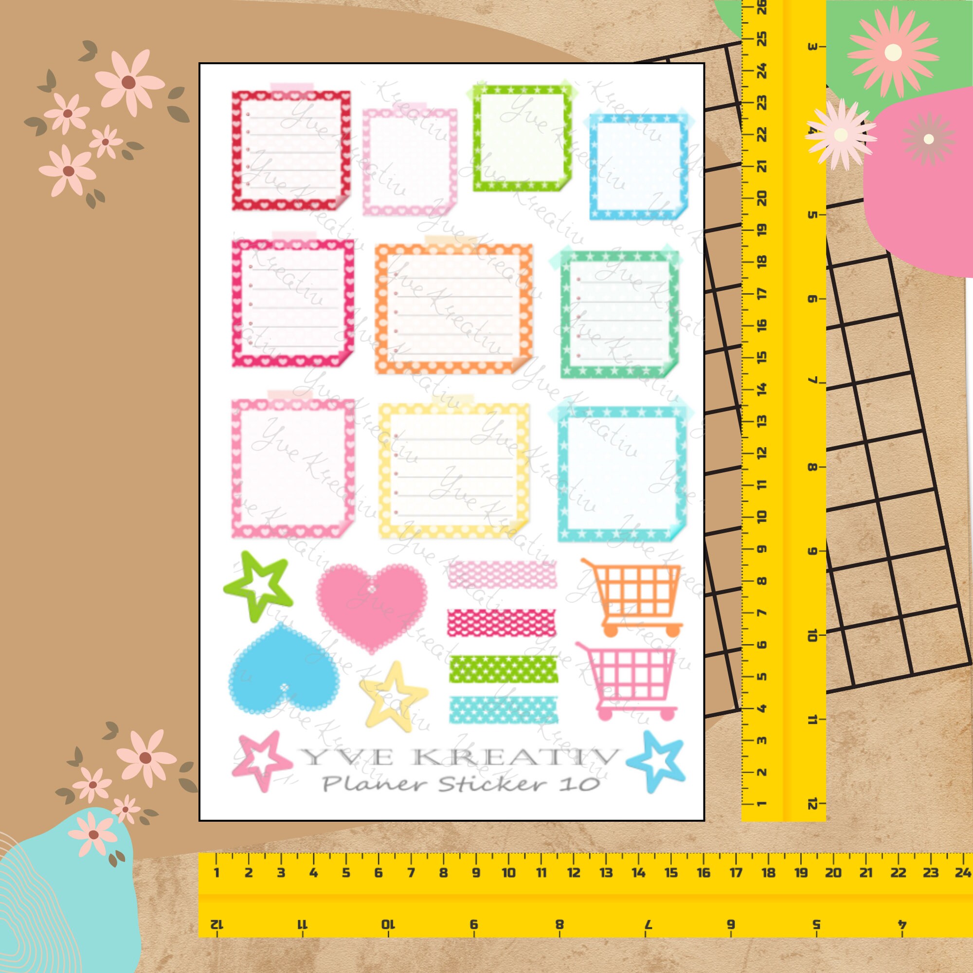 Sticker Planer | über 20 Aufkleber Sticker Bogen Set Stickerbogen  -  Wochenplaner Kalender Bullet Journaling