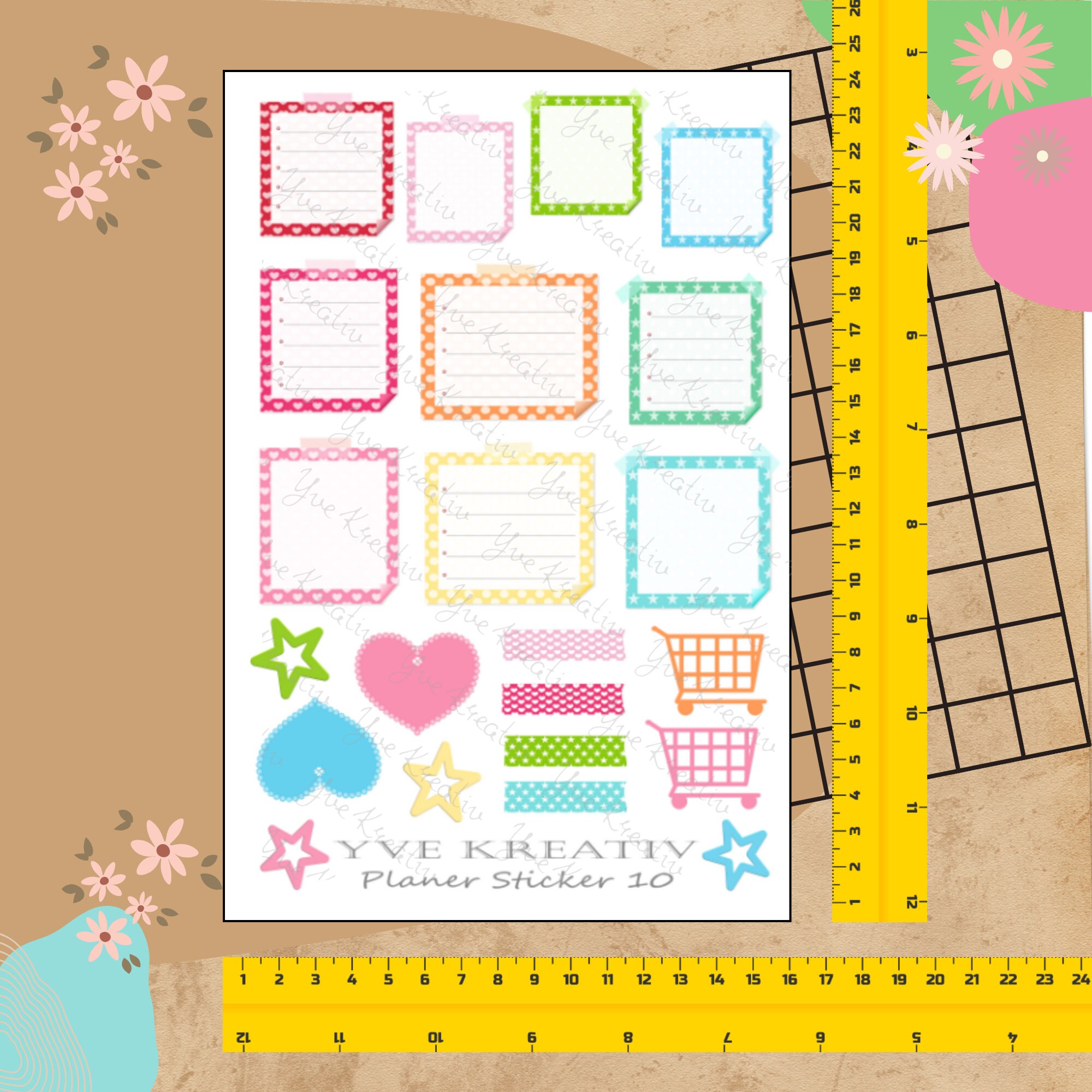 Sticker Planer | über 20 Aufkleber Sticker Bogen Set Stickerbogen  -  Wochenplaner Kalender Bullet Journaling  #SBA5