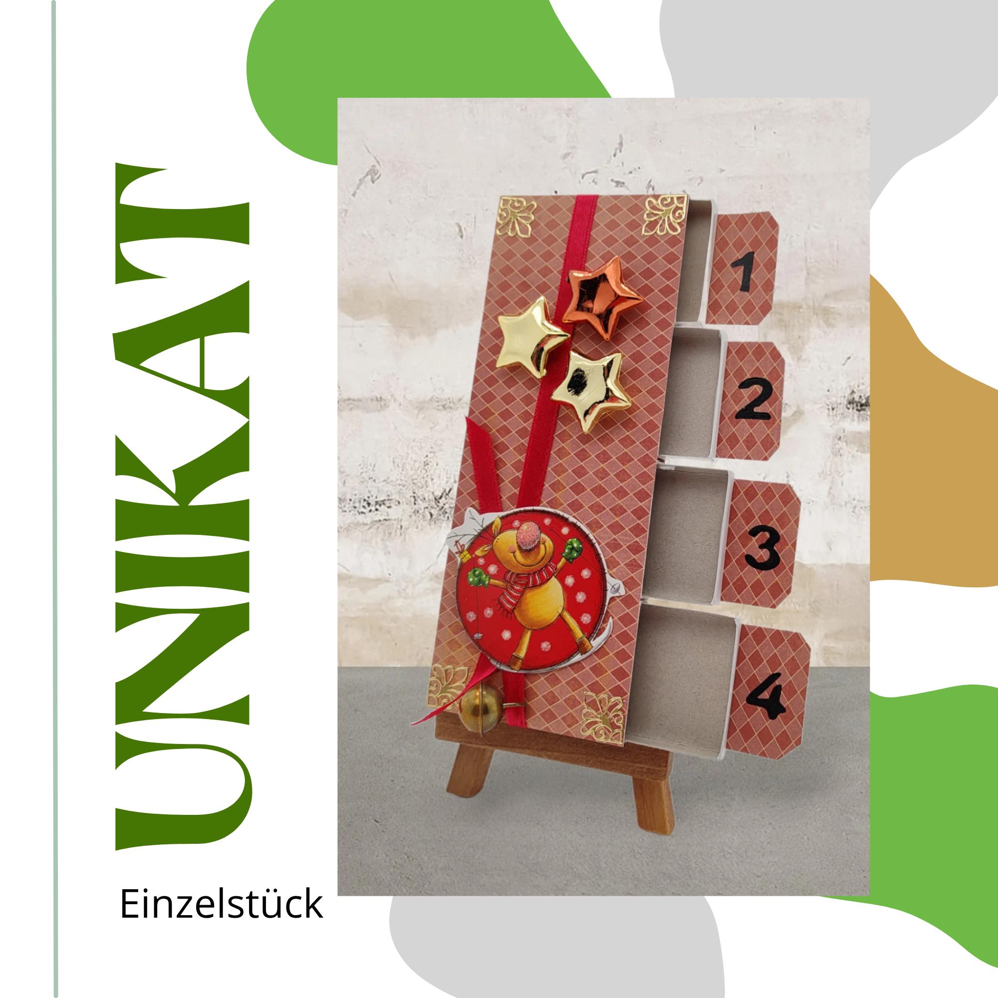 Adventskalender zum Befüllen aus 4 Streichholzschachteln Upcycling kleine Adventsgeschenke Geldgeschenk Weihnachten Mitbringsel #613960814