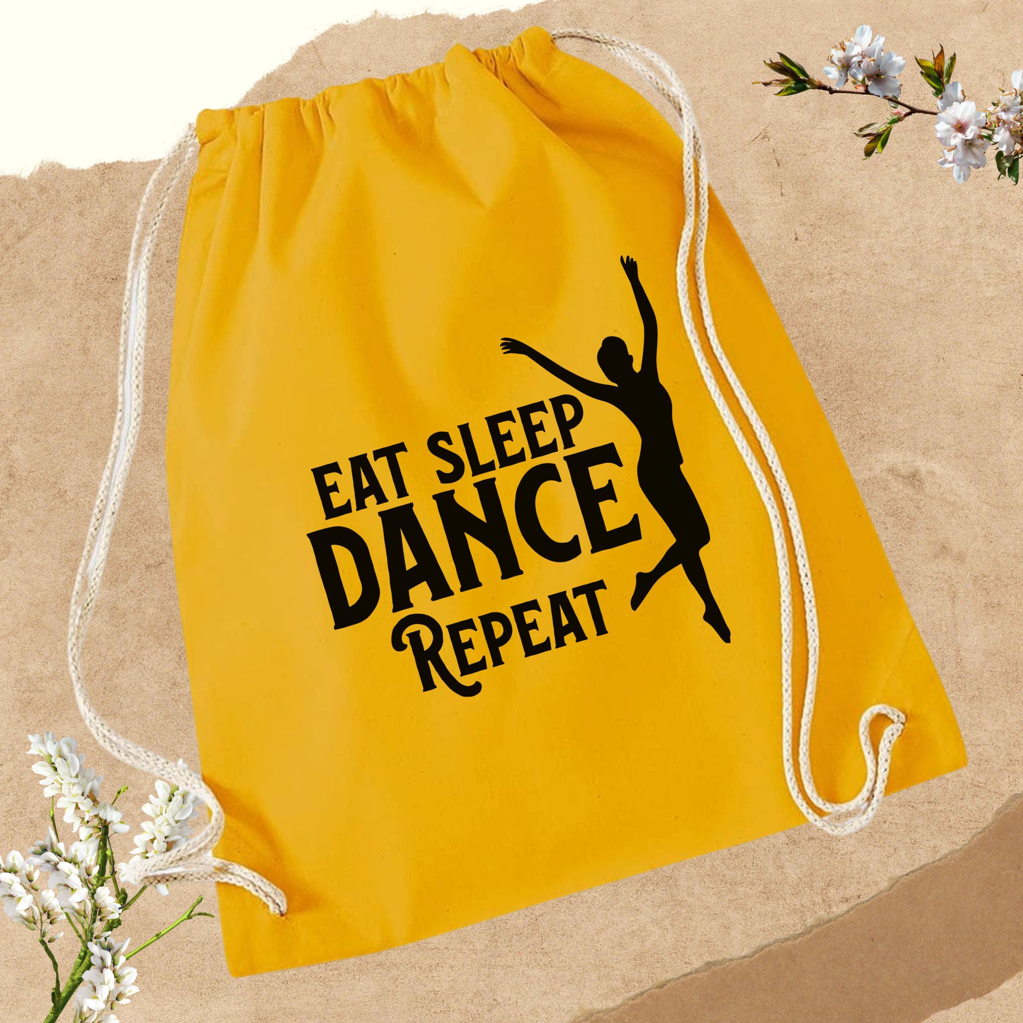 Turnbeutel "Dance" zum Zuziehen | Zuziehbeutel Stoffbeutel Sporttasche Rucksack Tanzschuh Tasche - 4 Farben zur Auswahl