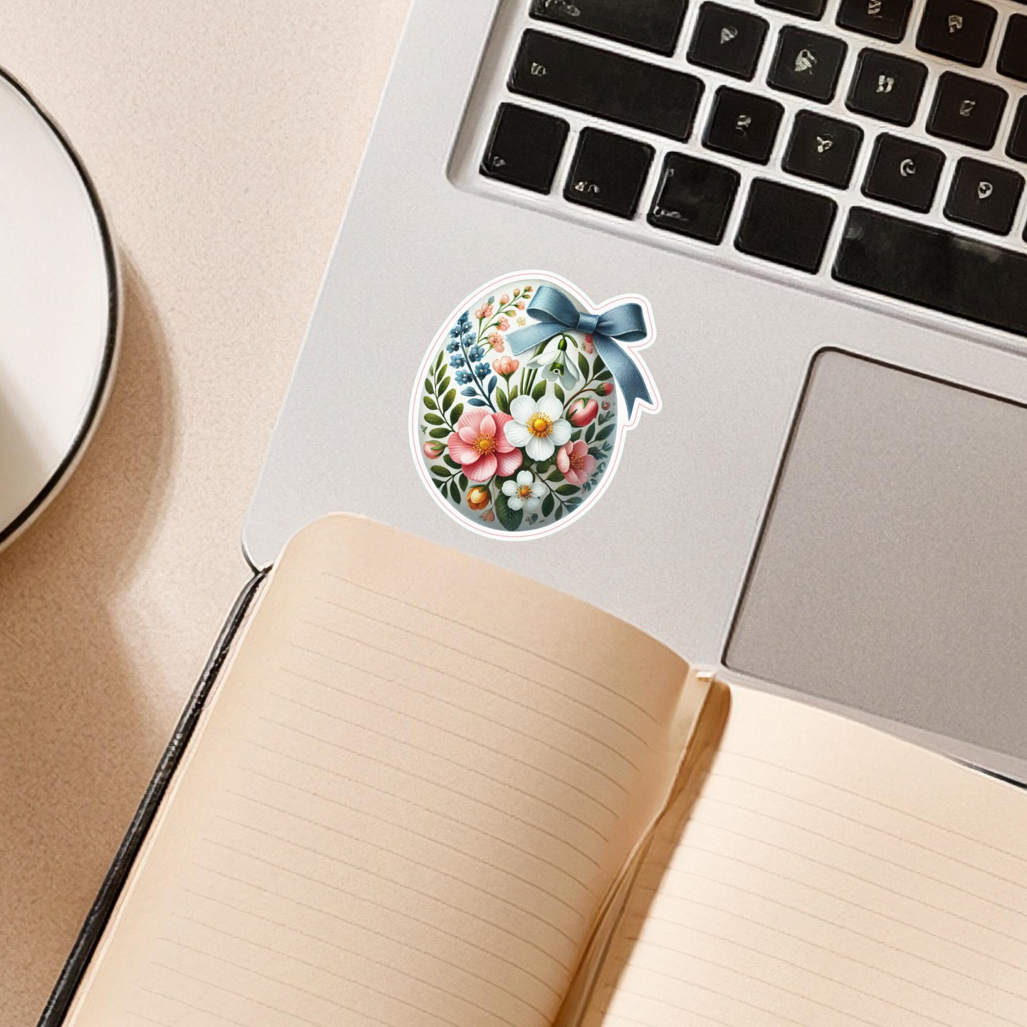 Aufkleber Ostern großer 8 cm Sticker Osterei Deko Osterfest Geschenkaufkleber Dekoei - zur Auswahl in Weiß oder Transparent  #SEG8