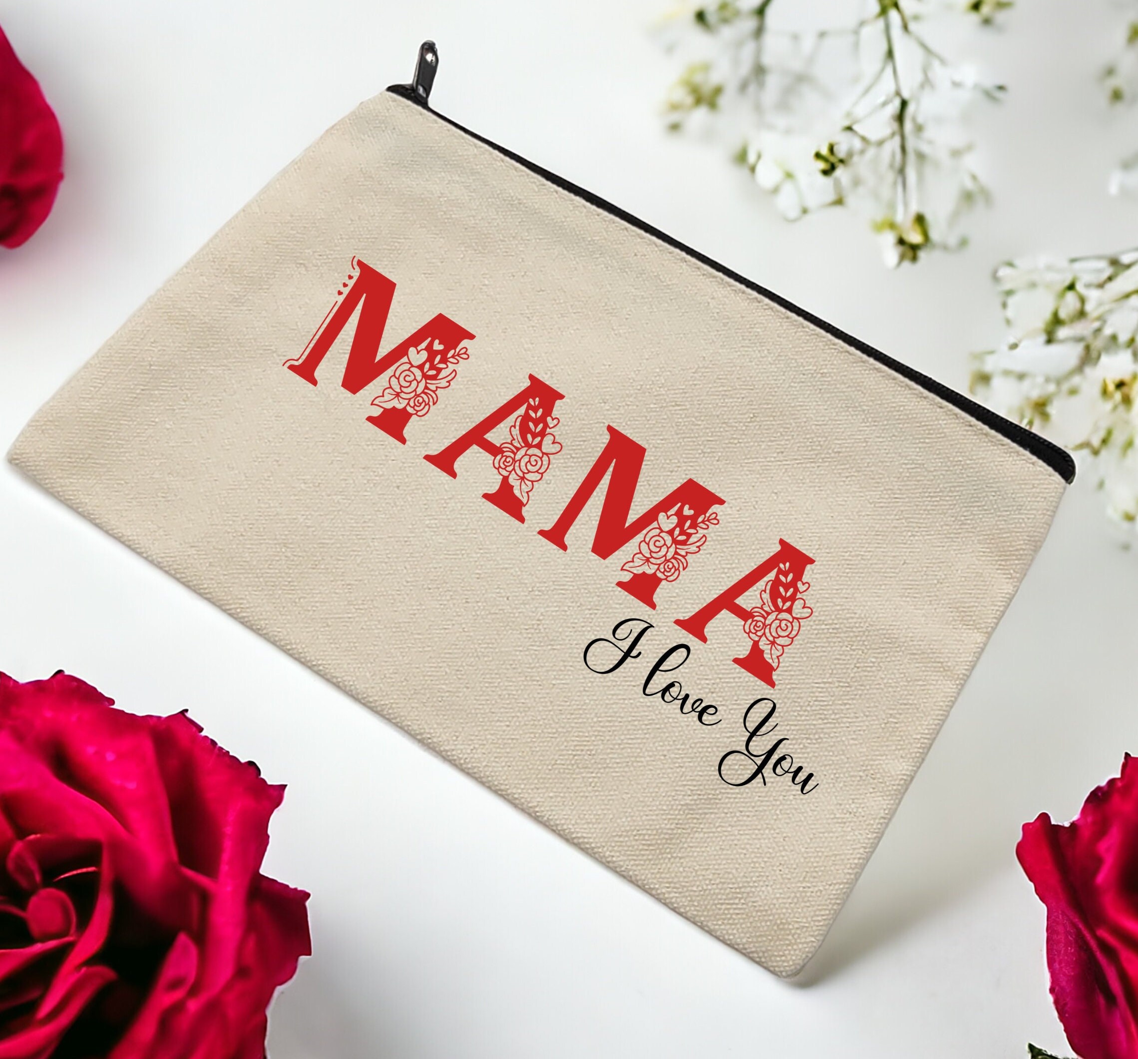 Federmäppchen, Mäppchen für Mama, Kosmetiktasche, kleiner Stoffbeutel mit Reißverschluss, Geschenk Muttertag  #FMBAUB