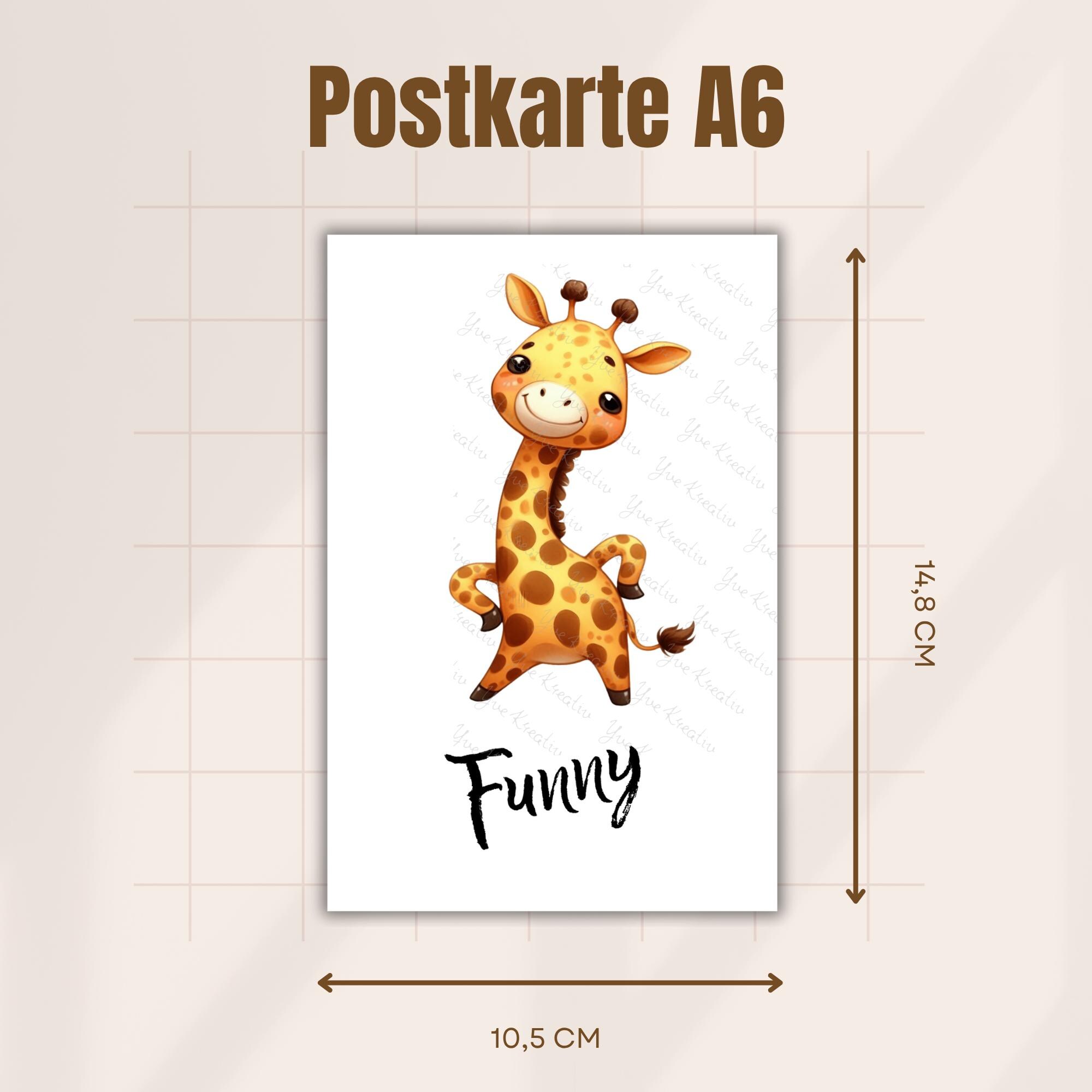 Postkarte Giraffe Grußkarte Karte Geburtstag Freundin Gutschein Mitbringsel Giraffen Fan I Crazy, Funny, Lovely I #PHO