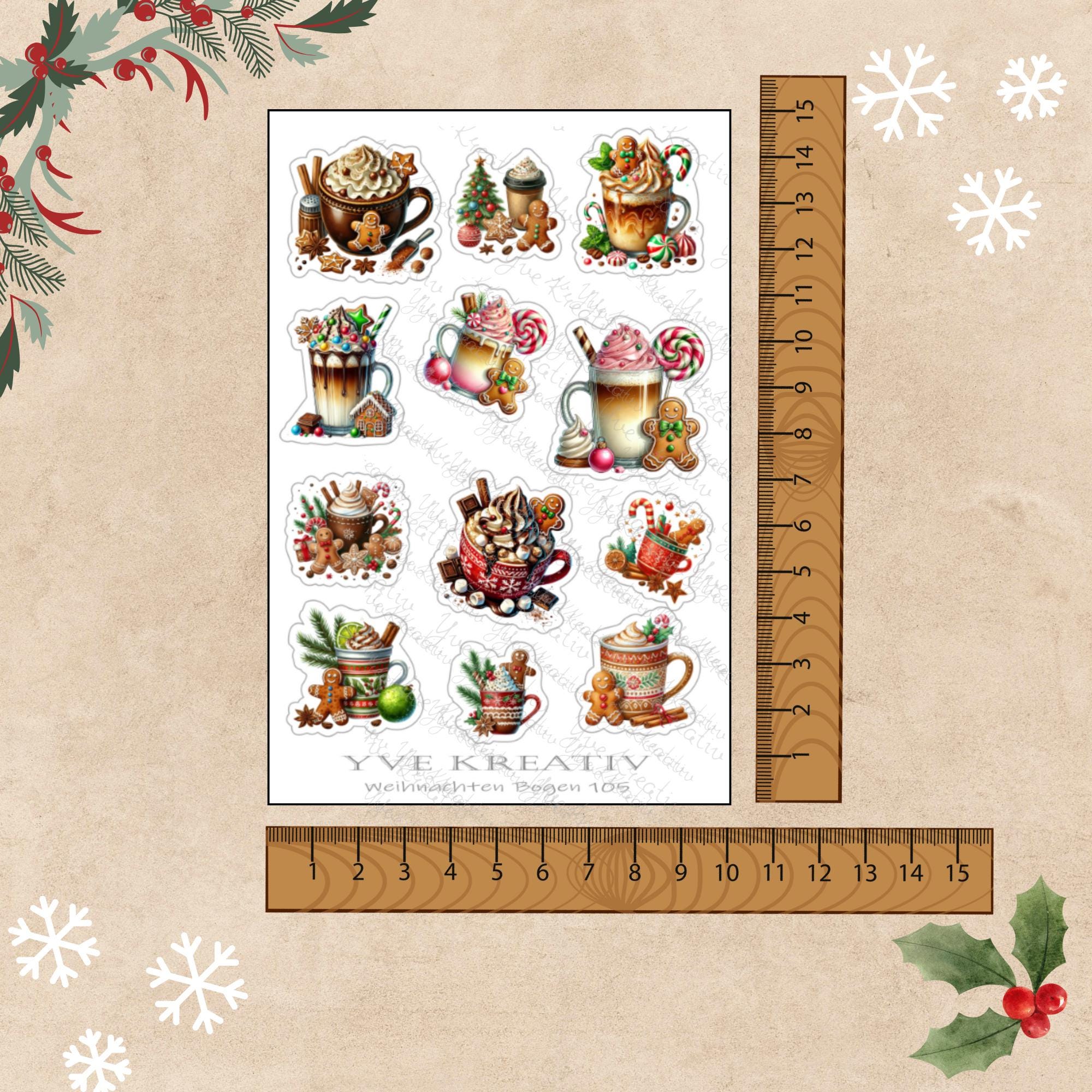 Aufkleber Weihnachtssticker Bogen | Sticker Set - 3 Stickerbogen zur Auswahl in Weiß - Transparent - Matt - Glanz  #SBA6