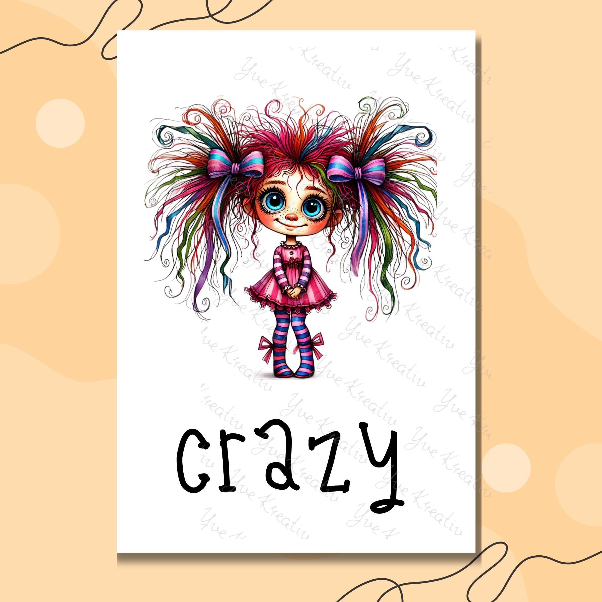 Postkarte, Grußkarte, Karte zum Geburtstag I Crazy, Funny, Lovely I Schrullige witzige Mädchen, Beste Freundin  #PHO